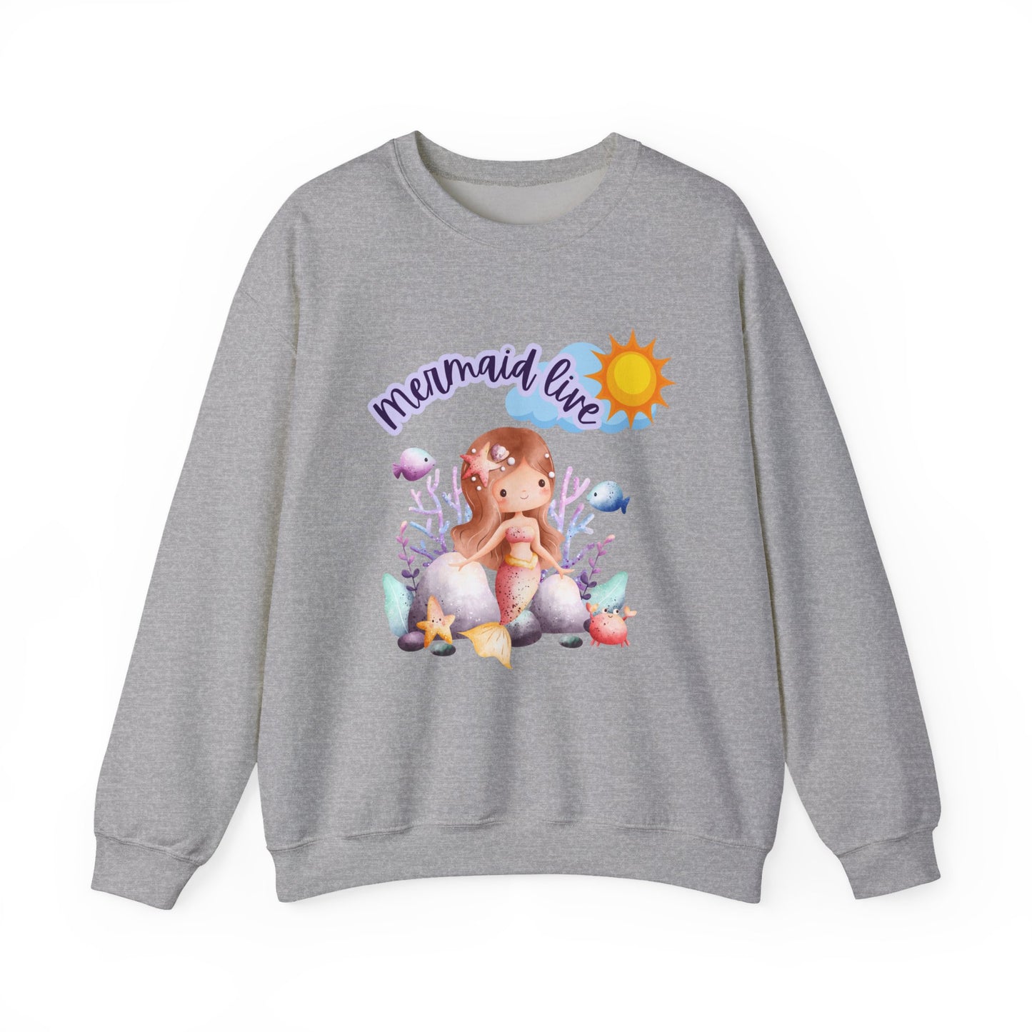 Mermaid Vibes Crewneck Sweatshirt | Cozy Gift for Sea Lovers, Beach Days, Casual Wear, Birthday, Summer
