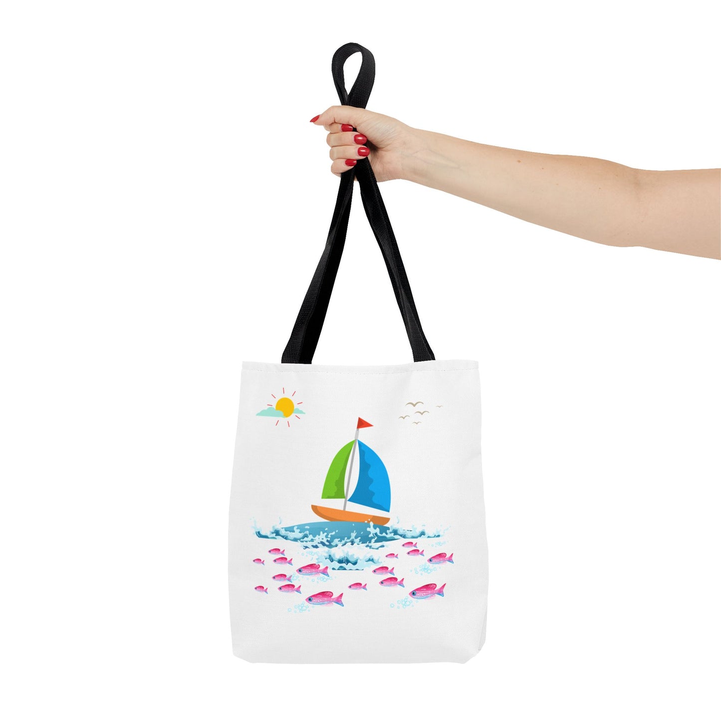 Sailboat and Red fish Tote Bag