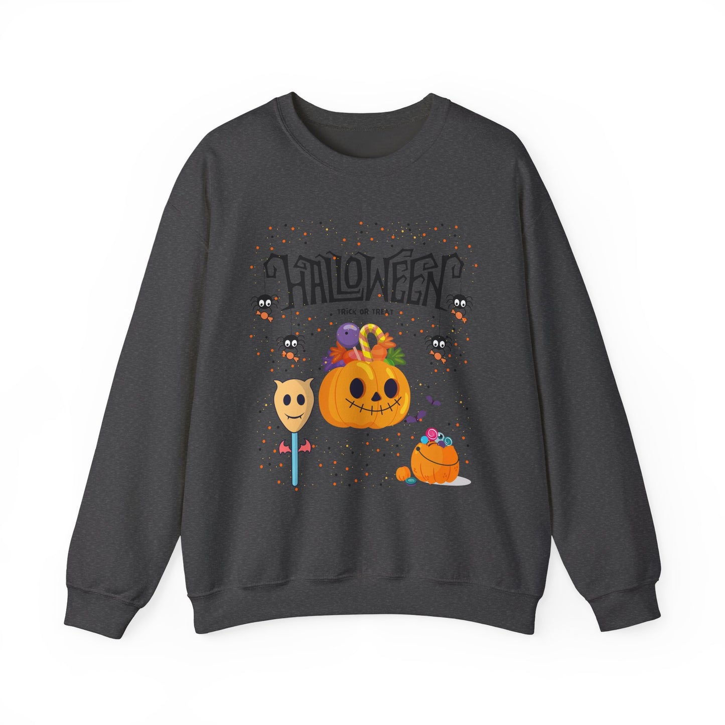 Halloween Themed Unisex Crewneck Sweatshirt, Cozy Fall Apparel, Gifting, Festive Wear, Halloween Decorations, Pumpkin Design