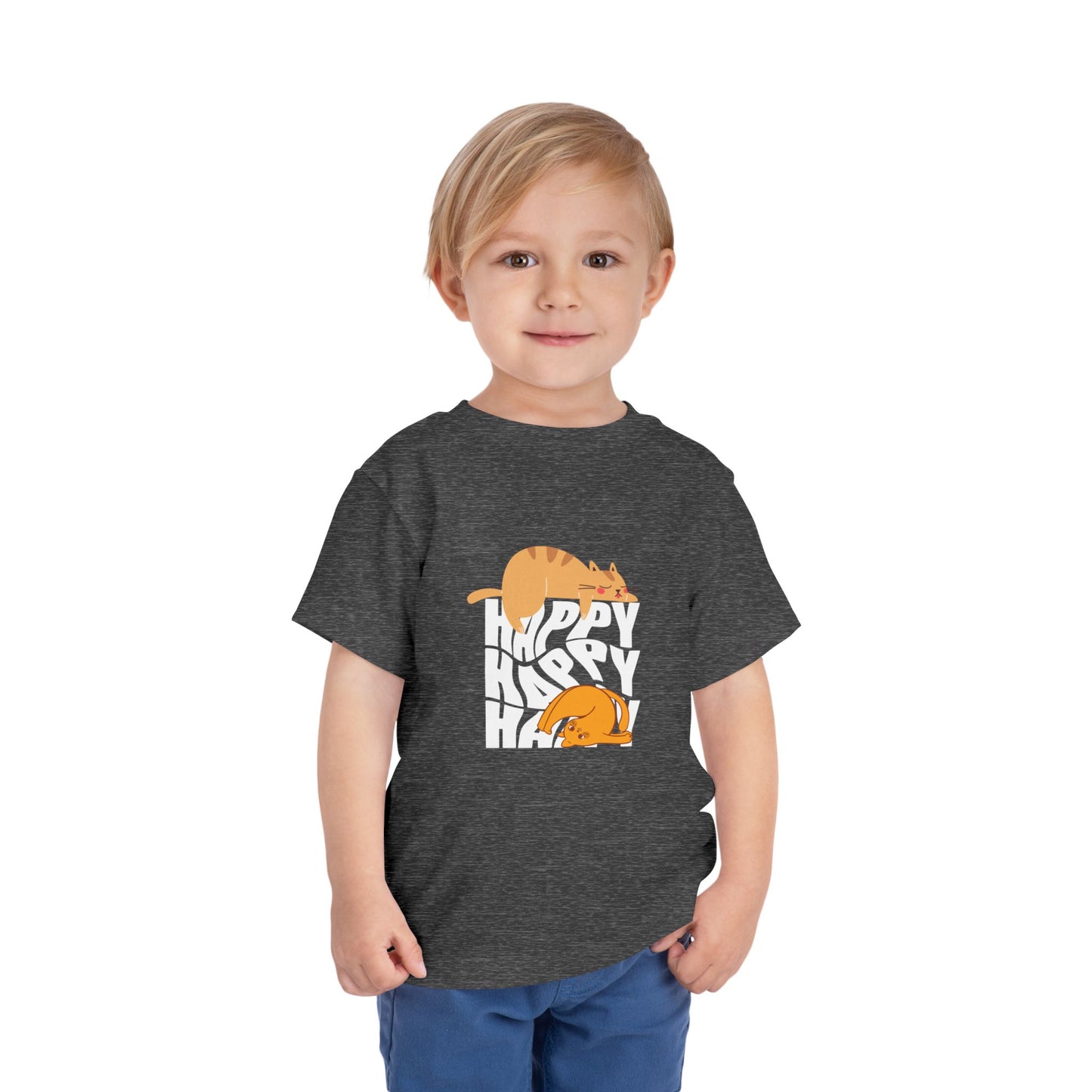 Happy Cats Toddler Tee - Cute Kids Shirt, Playful T-Shirt, Cat Lover Gift, Birthday Outfit, Everyday Wear