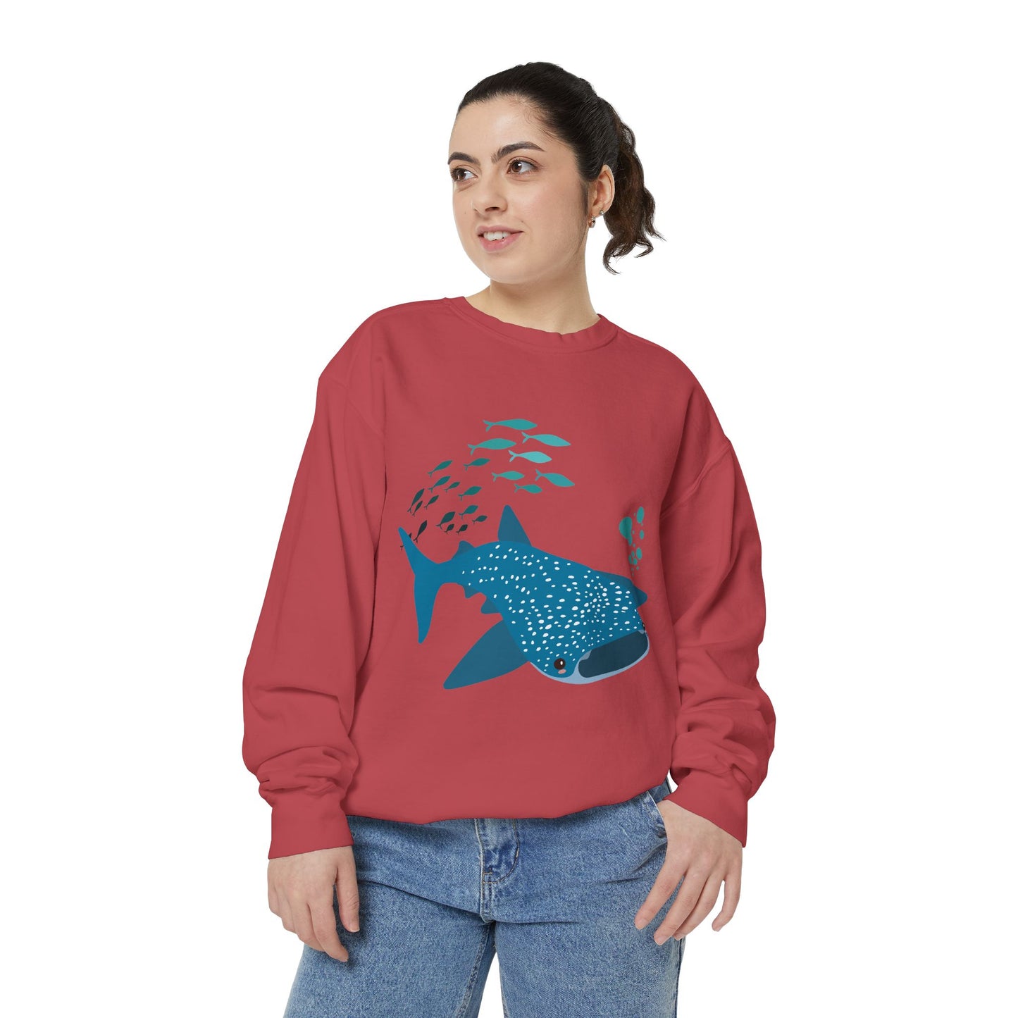 Whale Shark school of fish and buddles Unisex Garment-Dyed Sweatshirt