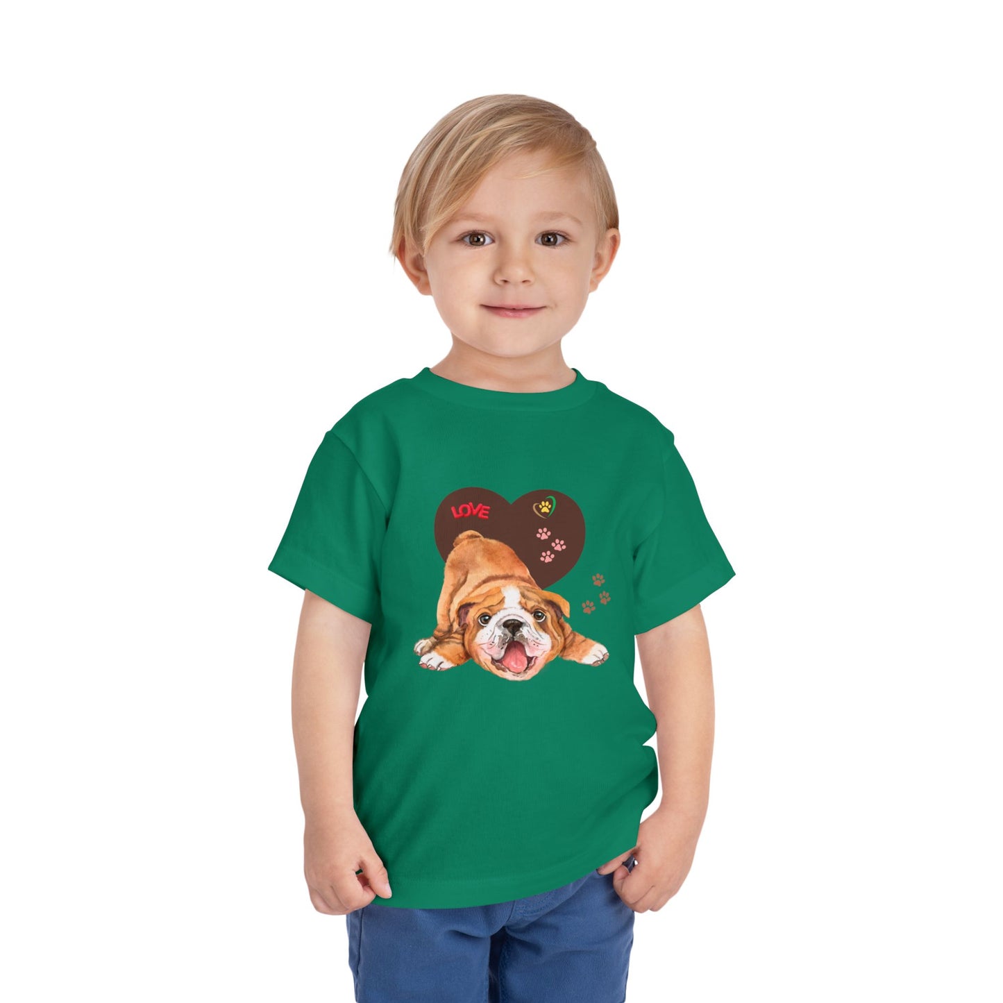 Bulldog Love Toddler Tee - Cute Dog Shirt, Baby Gift, Pet Lover Apparel, Kids Summer Style, Adorable Animal Tee