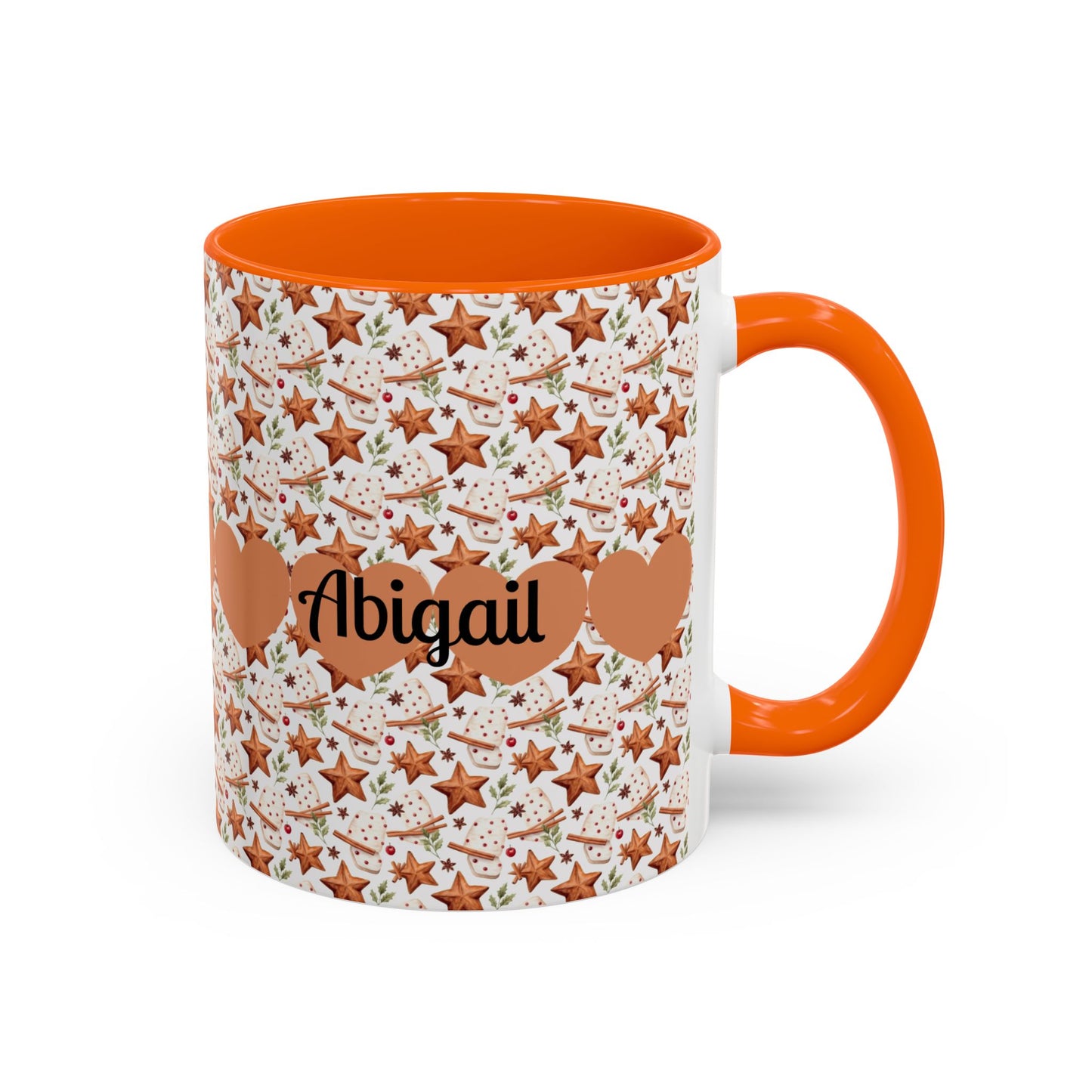 Personalized Accent Coffee Mug - Custom Gift, Floral Design, Heart Motif, Perfect for Birthdays, Anniversaries, Holidays