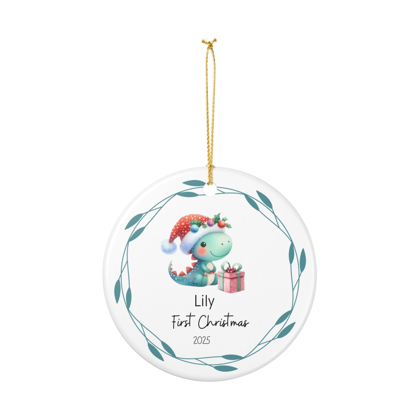 Personalized First Christmas Ornament, Cute Dinosaur Decoration, Holiday Gift, Baby's First Christmas, Keepsake Ornament