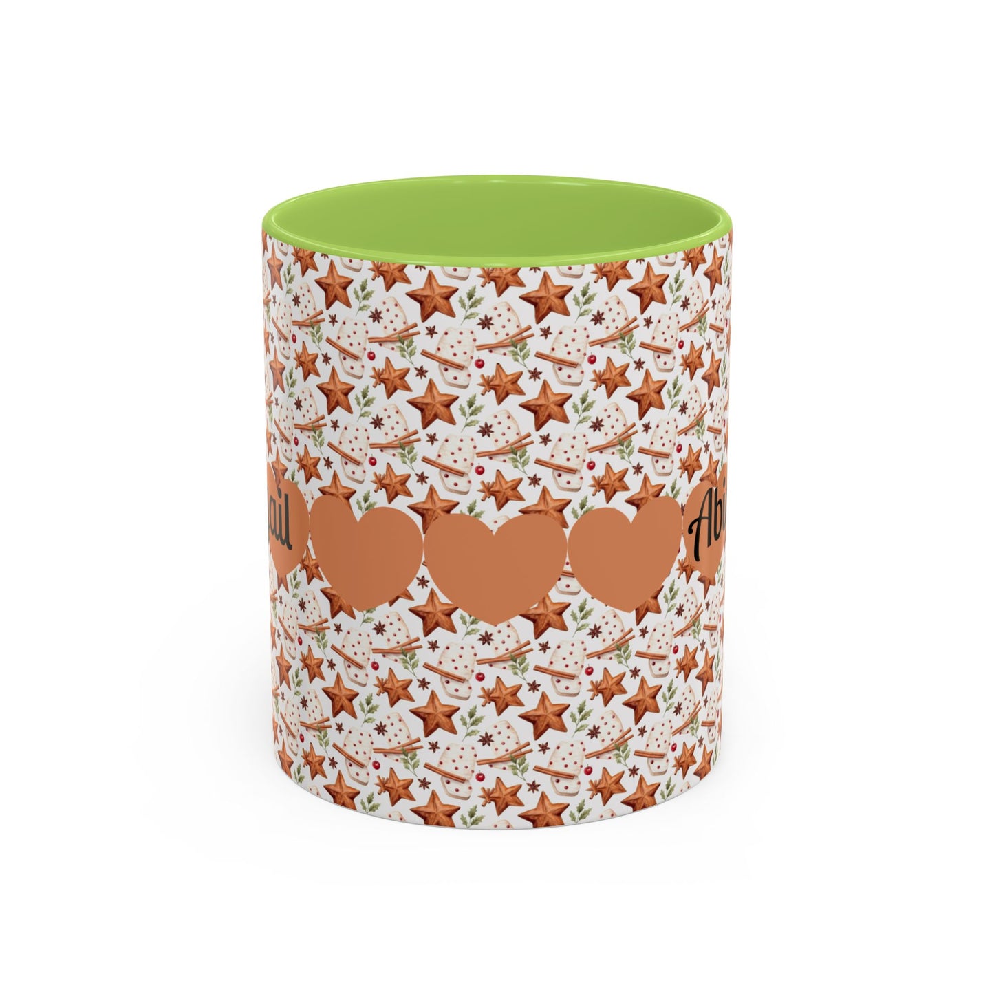 Personalized Accent Coffee Mug - Custom Gift, Floral Design, Heart Motif, Perfect for Birthdays, Anniversaries, Holidays
