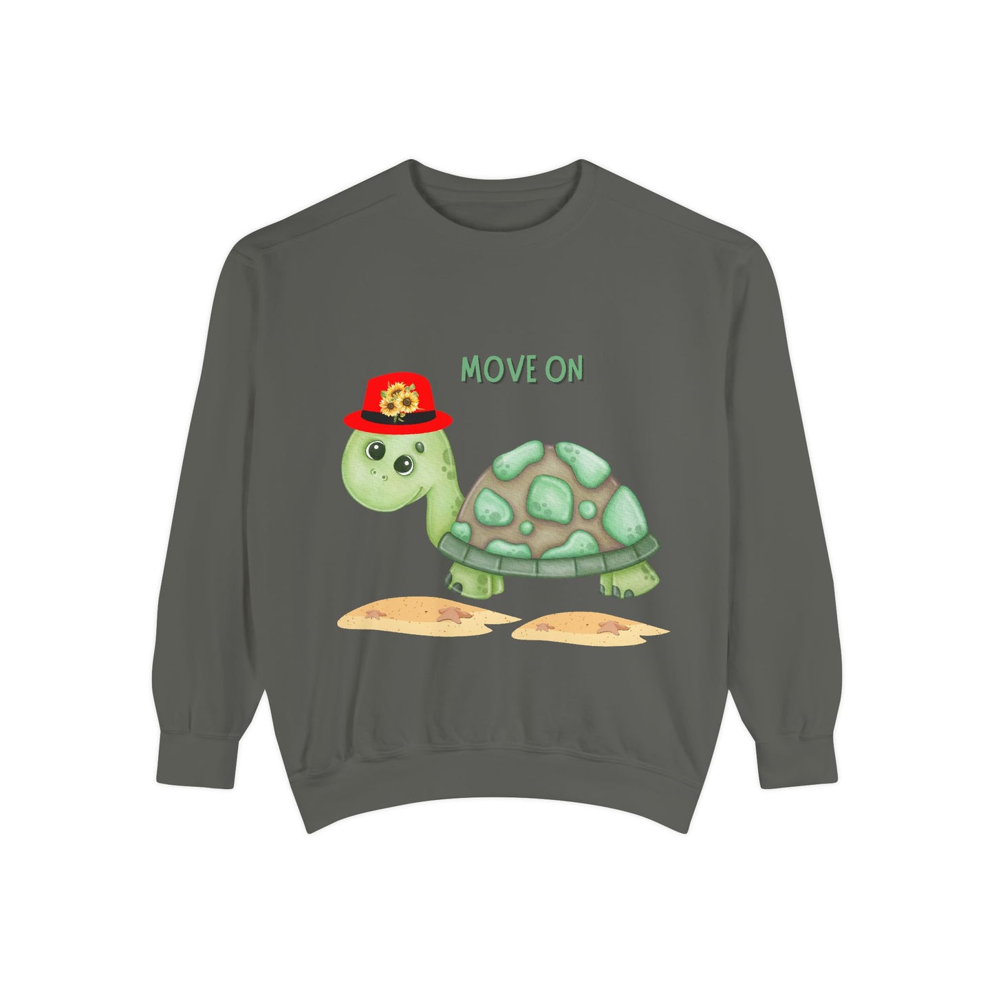Turtle with a sunflower hat Unisex Garment-Dyed Sweatshirt