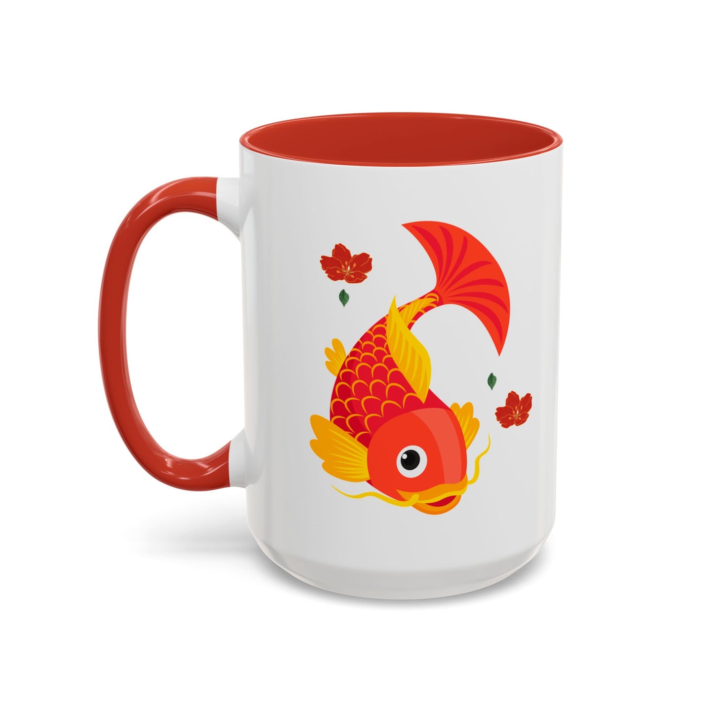 Goldfish with flowing fins and red blossoms Coffee Mug