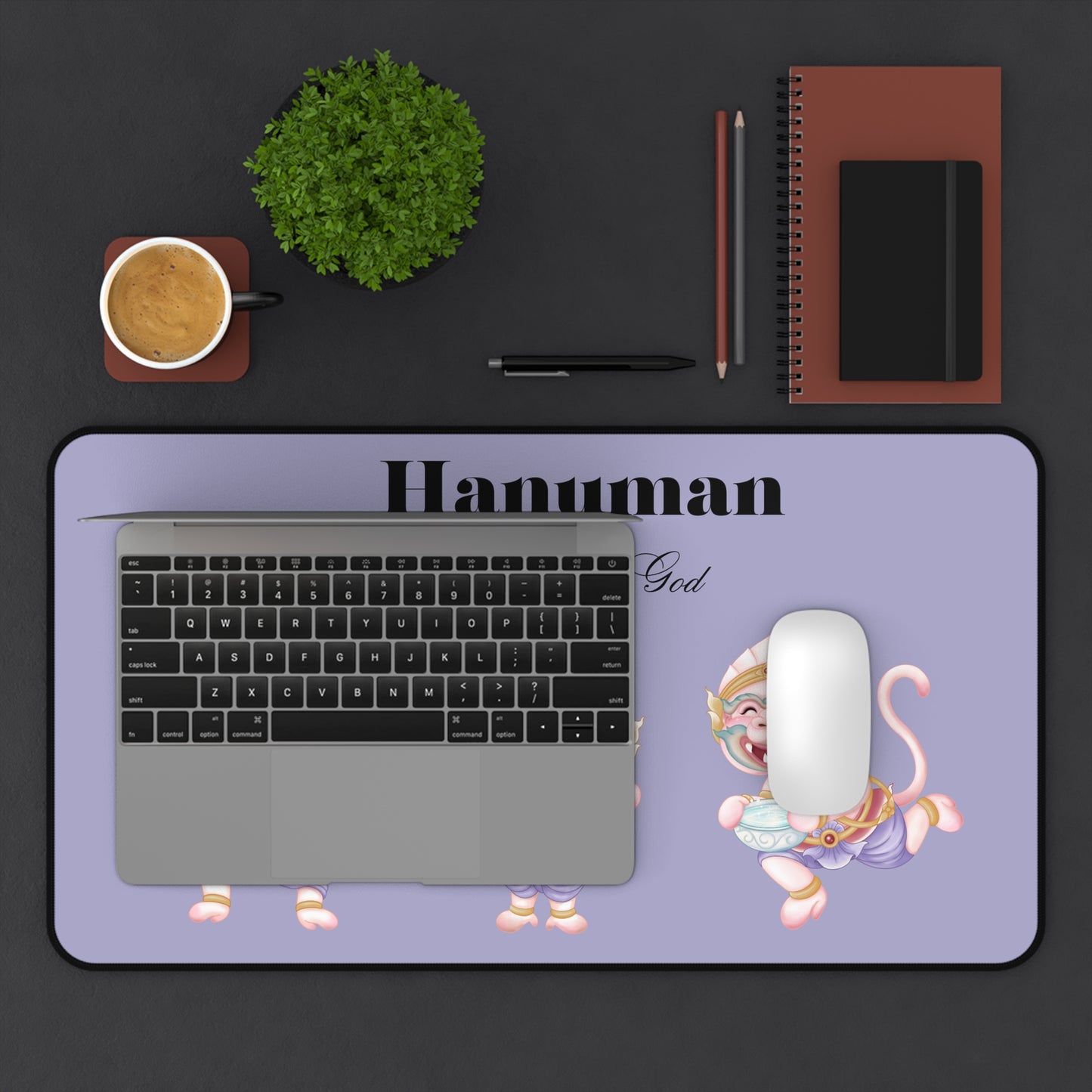 Hanuman Desk Mat - Hindu Mythology Themed Office Decor, Computer Mouse Pad, Gift for Animators, Cute Workspace Accessories