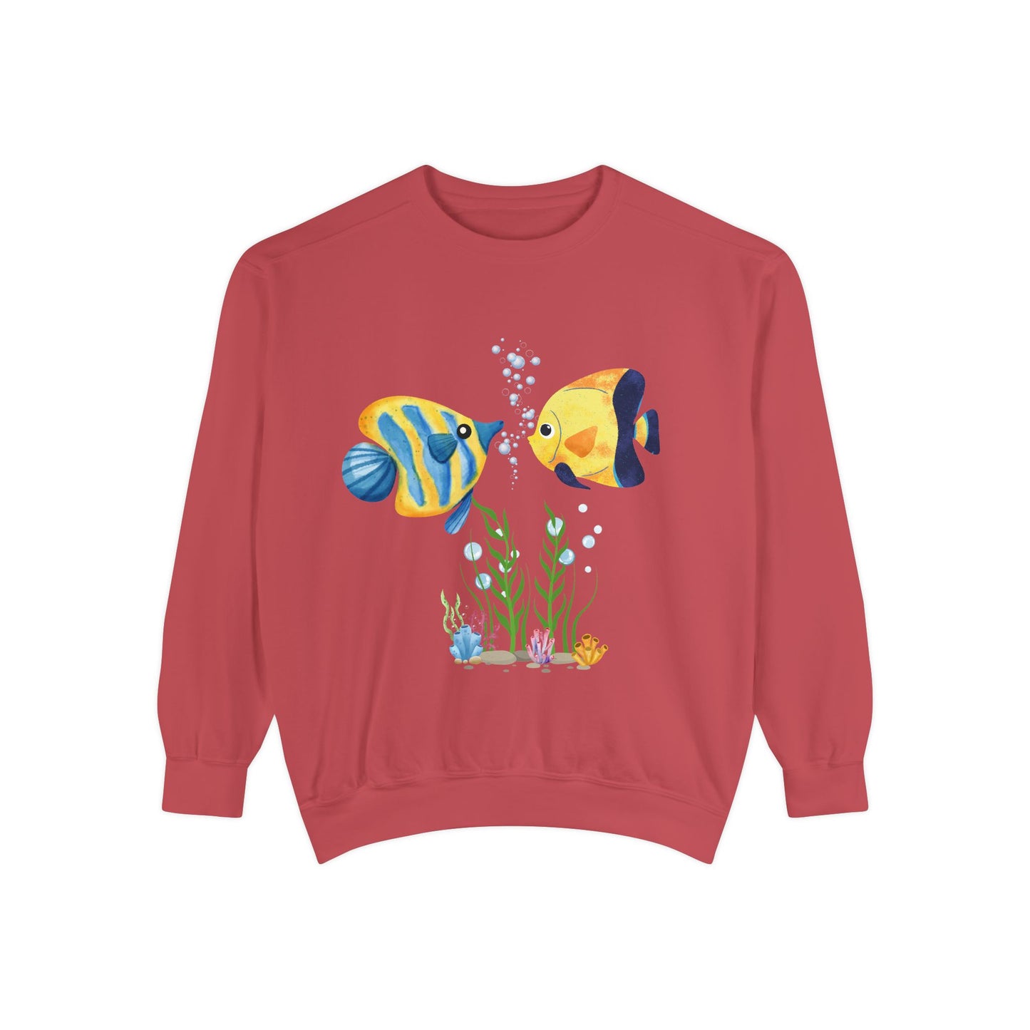 Two fish greet in underwater Unisex Garment-Dyed Sweatshirt