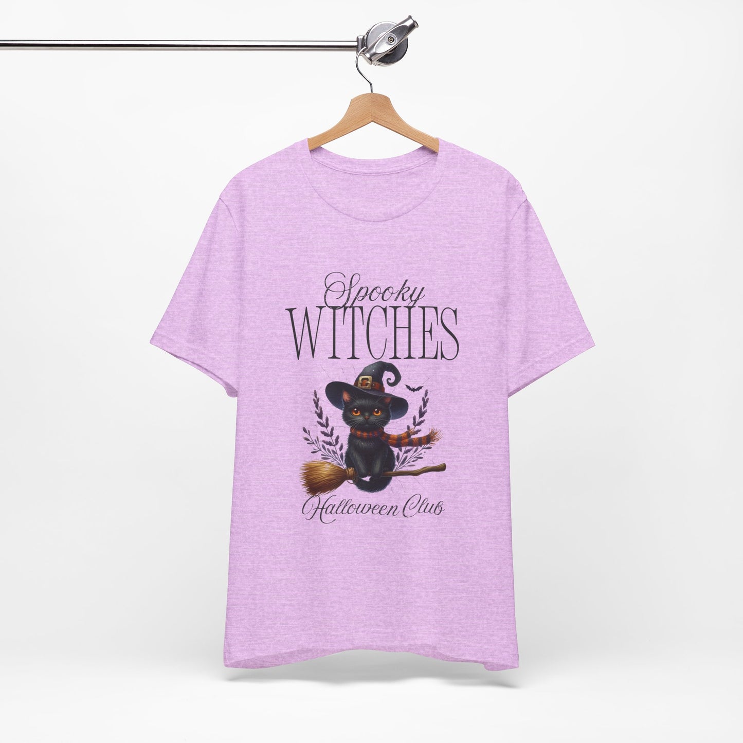 Spooky Witches Halloween Tee, Unisex Short Sleeve Shirt, Witch T-Shirt, Halloween Costume Top, Cat Lovers Gift, Fall Fashion