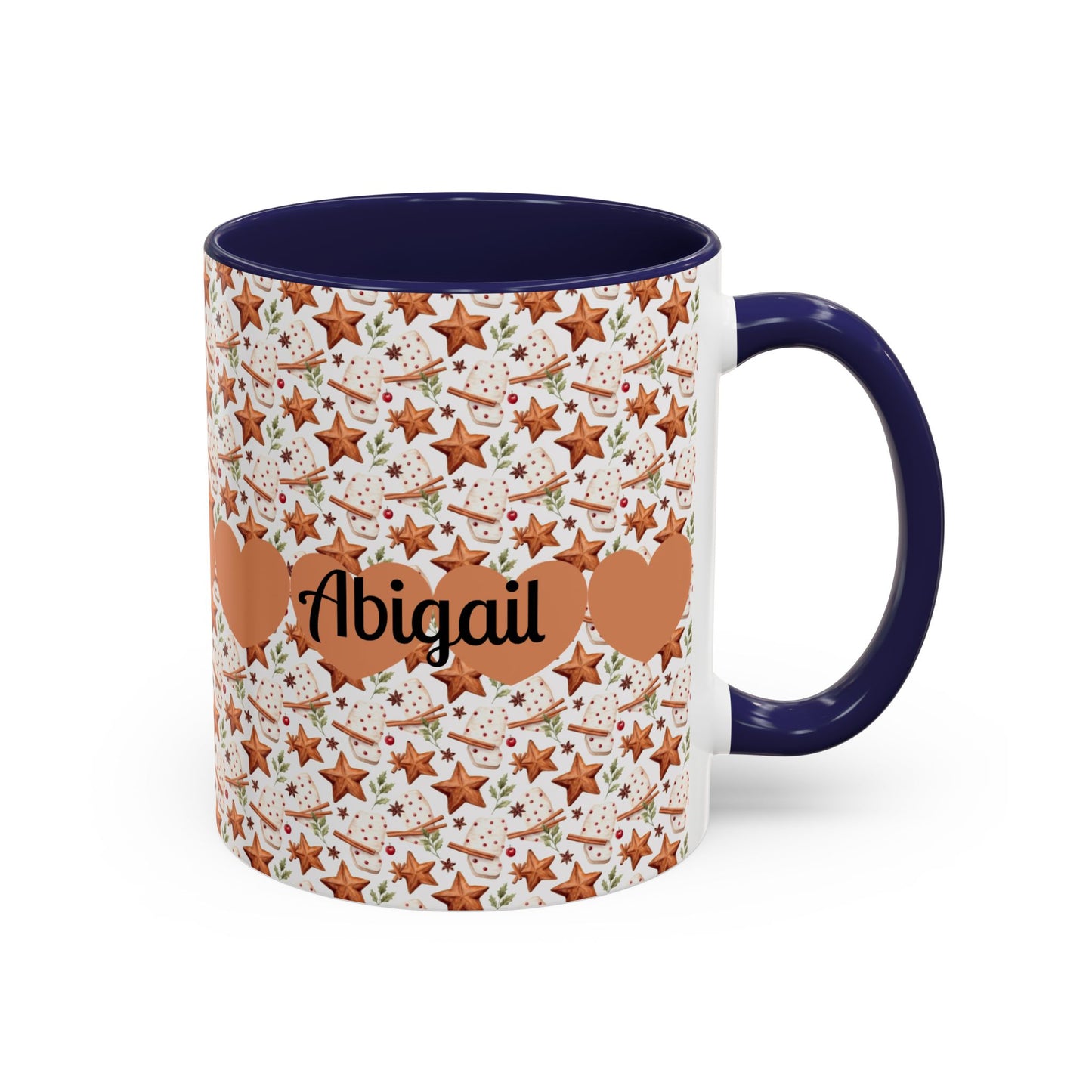 Personalized Accent Coffee Mug - Custom Gift, Floral Design, Heart Motif, Perfect for Birthdays, Anniversaries, Holidays