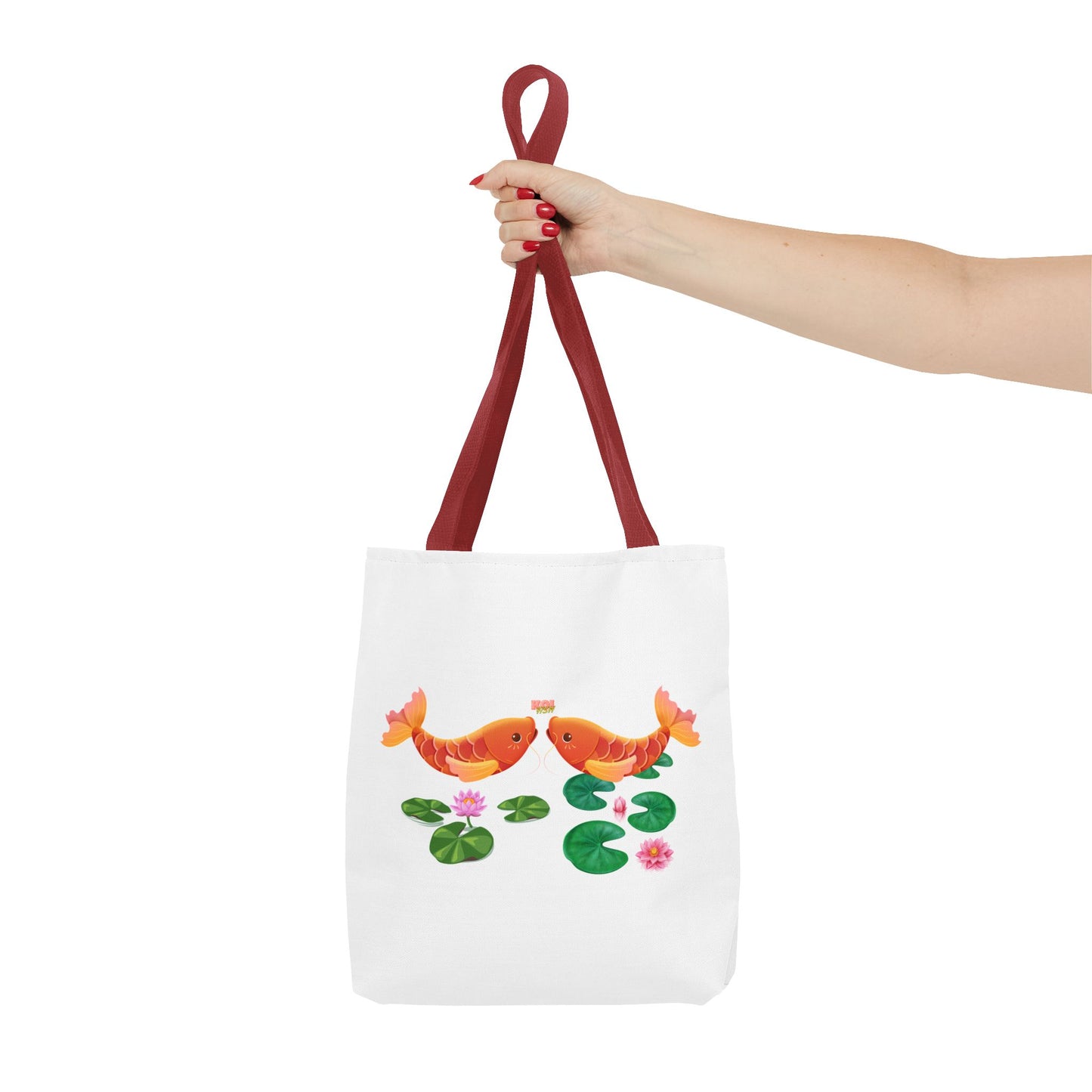 Golden koi fish with lotus flowers Tote Bag