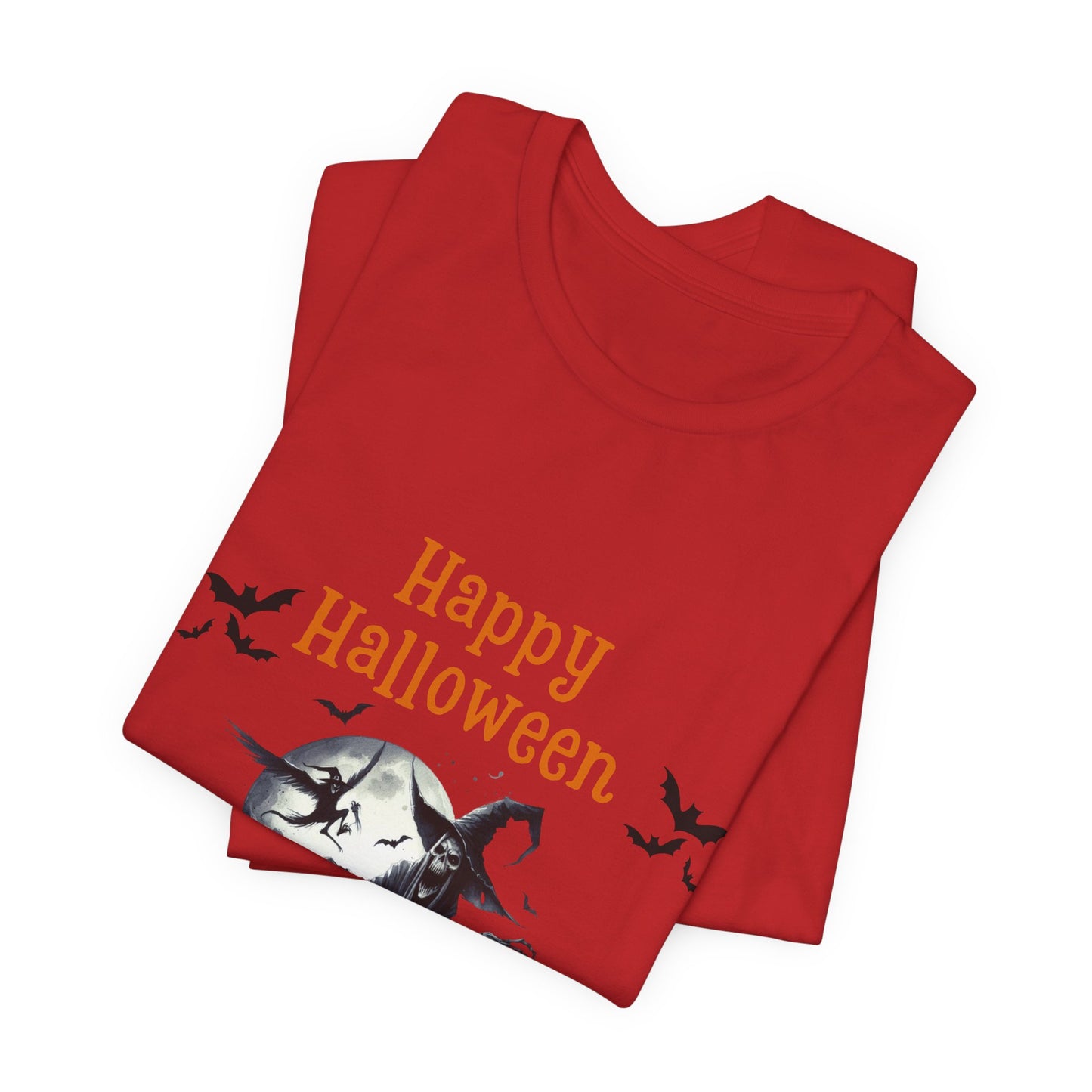 Happy Halloween Unisex Tee, Spooky T-Shirt, Halloween Gift, Fall Wardrobe Essential, Ghosts and Ghouls Vibe