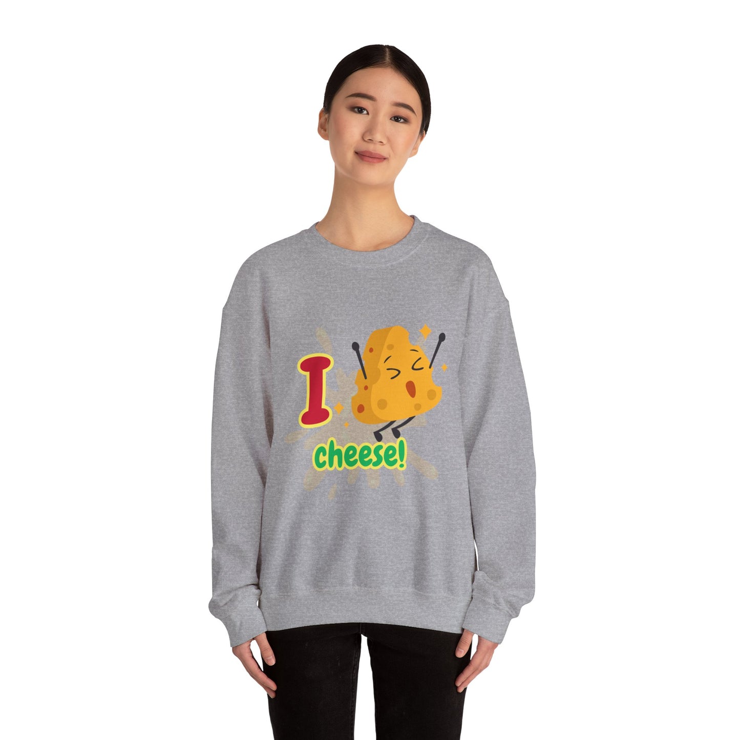 Cheesy Crewneck Sweatshirt, Funny Sweatshirt, Unisex Pullover, Comfort Clothing, Gift for Cheese Lovers, Halloween Apparel, Cozy Layer