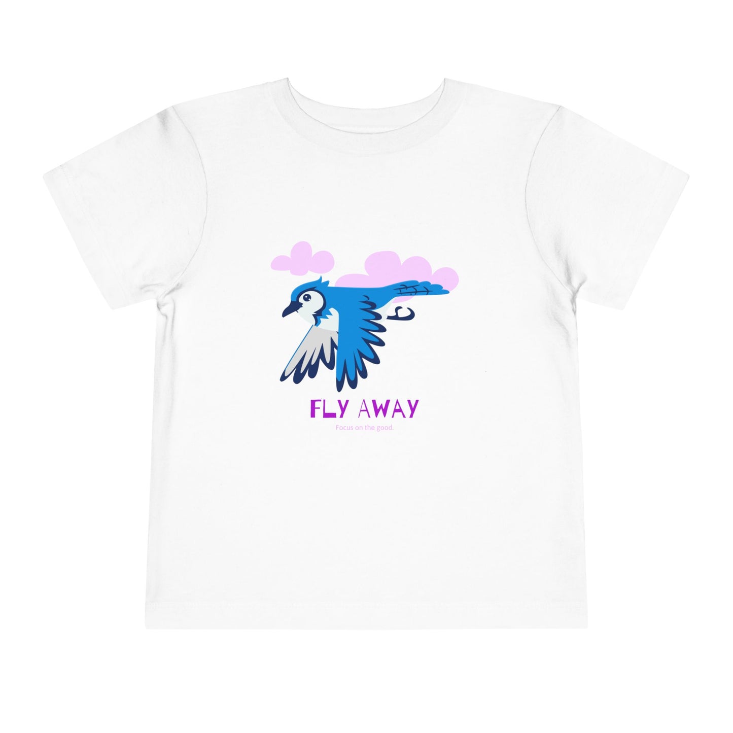 Toddler Short Sleeve Tee with ‘Fly Away’ Design, Cute Kids Shirt, Baby Gift, Playful Toddler Wear, Summer Outfit, Bird Graphic Tee