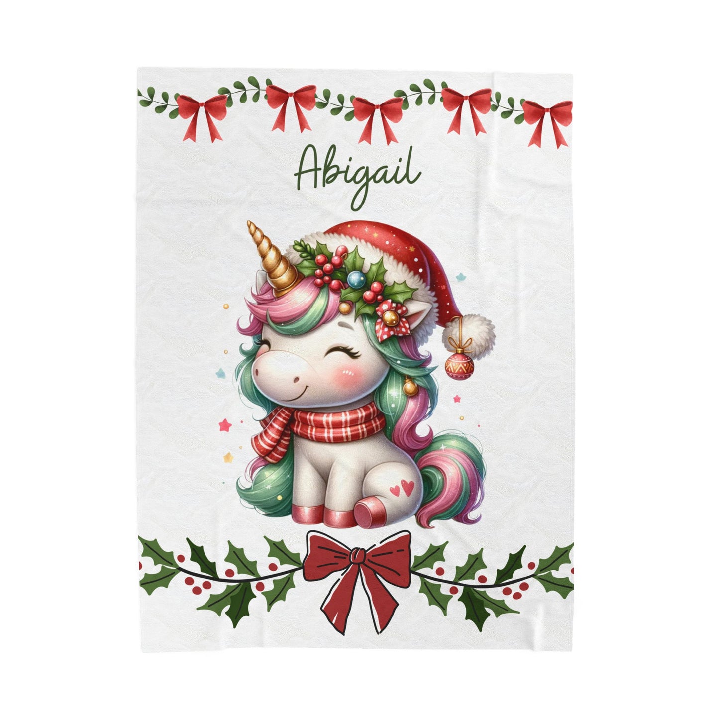 Personalized Unicorn Plush Blanket | Cozy Gift for Kids | Holiday Decor | Soft Throw | Child's Room Decoration, Unique Christmas Gift