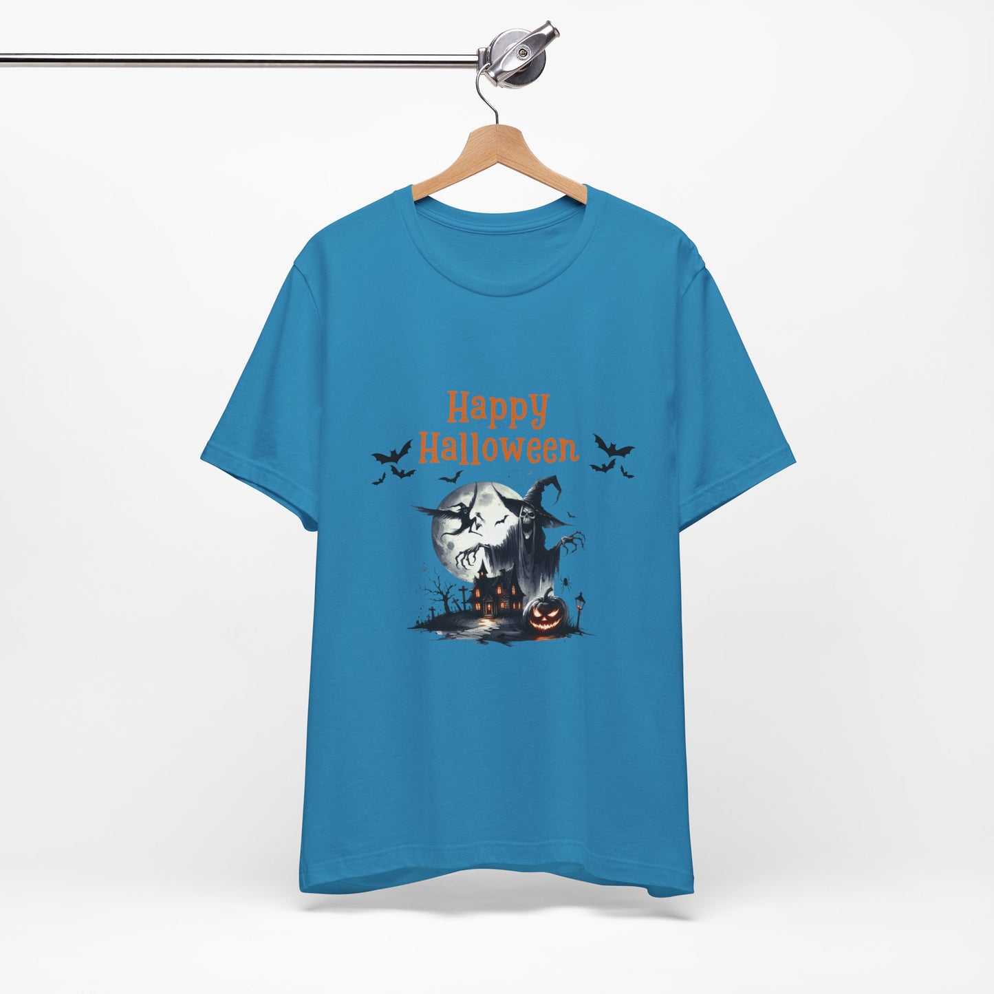 Happy Halloween Unisex Tee, Spooky T-Shirt, Halloween Gift, Fall Wardrobe Essential, Ghosts and Ghouls Vibe
