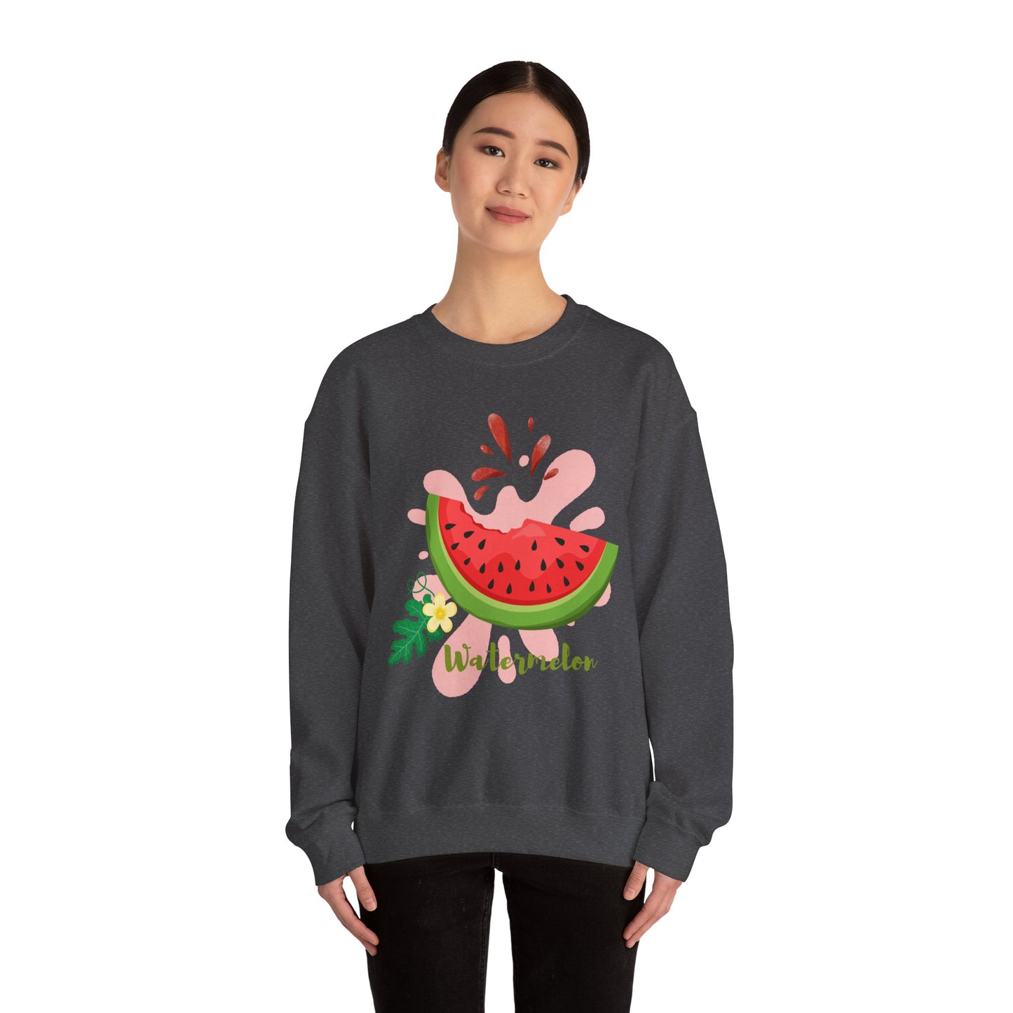 Watermelon Splash Unisex Crewneck Sweatshirt, Summer Vibes Sweatshirt, Cute Fruit Apparel, Gift for Friends, Cute Trendy Sweatshirt
