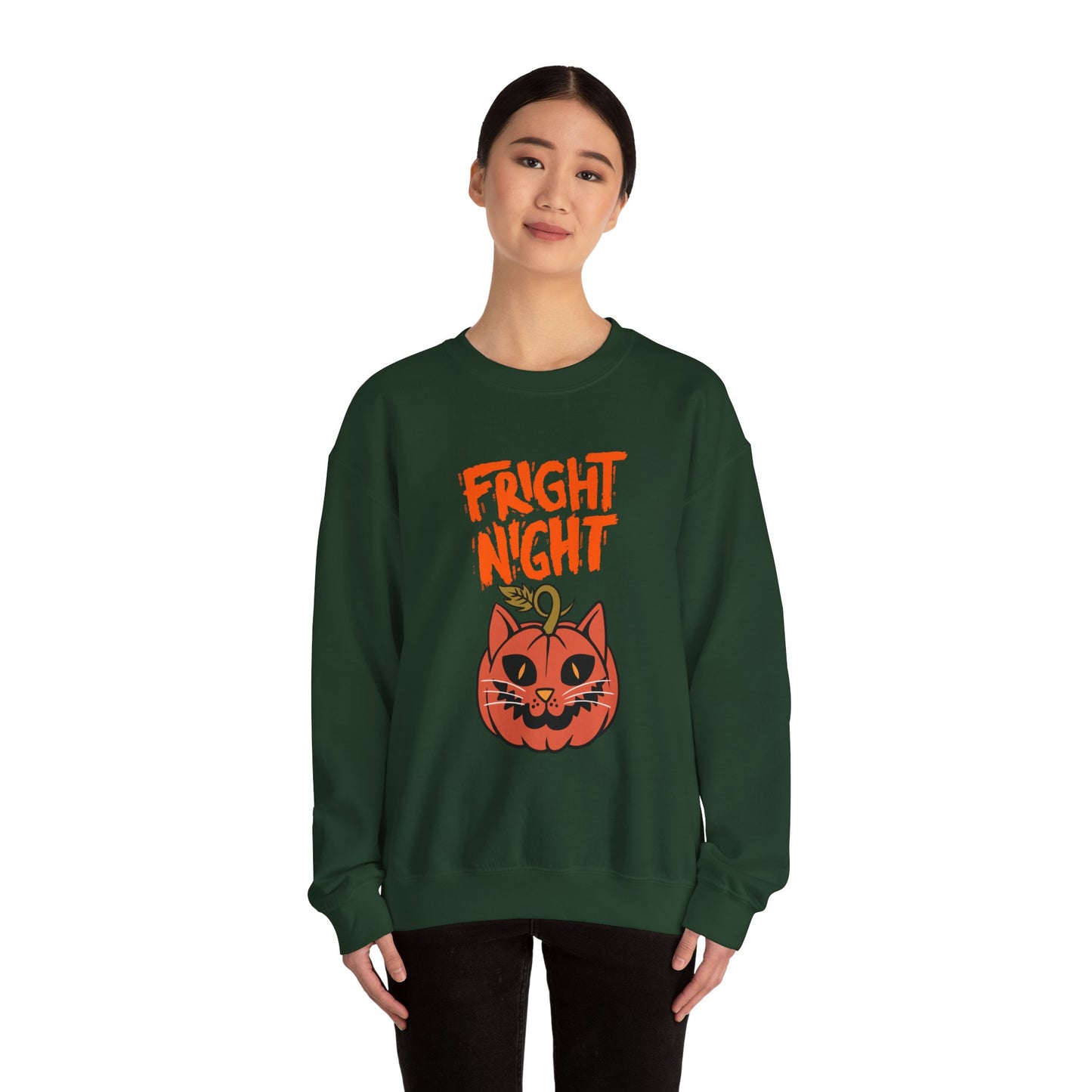 Halloween Cat Sweatshirt, Cozy Fall Apparel, Unisex Crewneck, Fright Night Design, Halloween Gift, Autumn Fashion