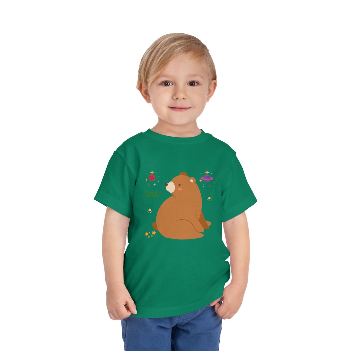 Cosmic Bear Toddler Tee, Cute Kids Shirt, Animal Graphic Tee, Playful Toddler Clothing, Gift for Birthdays, Space-Themed Apparel