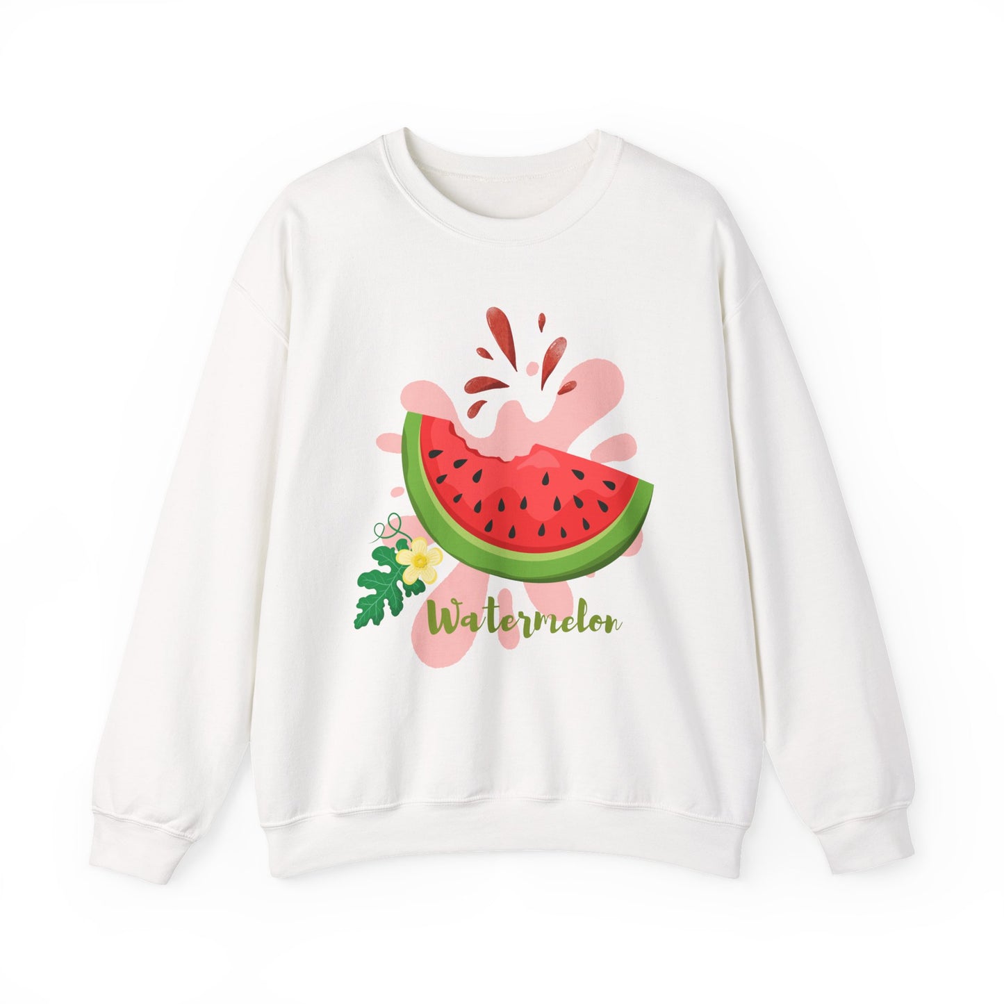 Watermelon Splash Unisex Crewneck Sweatshirt, Summer Vibes Sweatshirt, Cute Fruit Apparel, Gift for Friends, Cute Trendy Sweatshirt