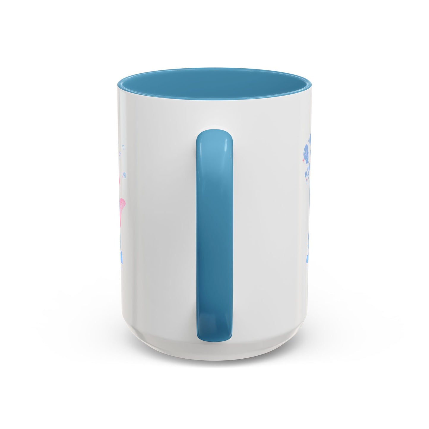 Cute cartoon fish with pink fins and bubble Coffee Mug