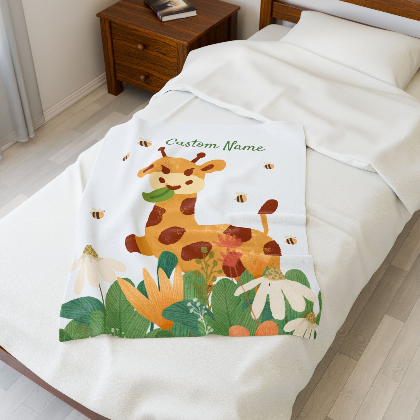 Custom Giraffe Plush Blanket, Child's Cozy Throw, Personalized Baby Gift, Nursery Decor, Soft Comfort Blanket