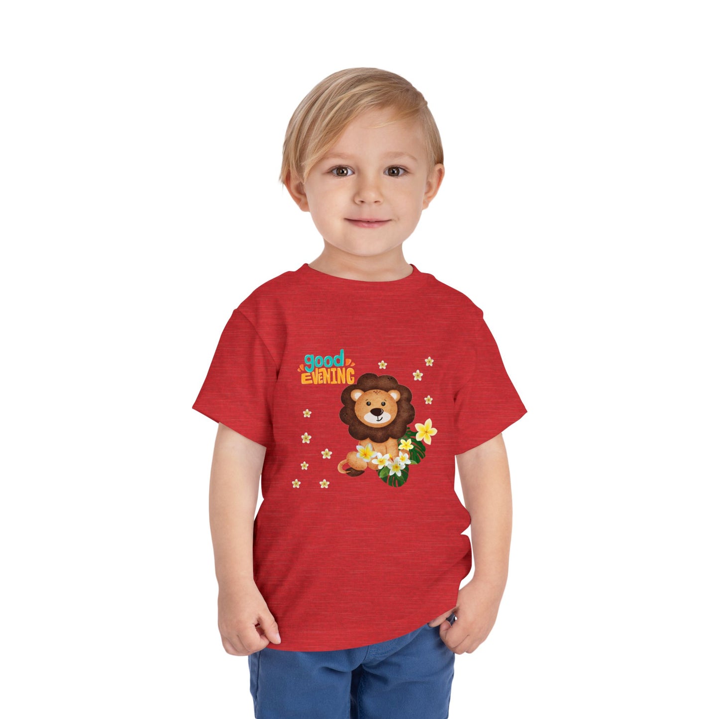 Toddler Lion Graphic Tee - Cute Short Sleeve T-Shirt for Kids, Fun Toddler Gift, Birthday, Playtime, Summer Wear, Cartoon Animal Shirt