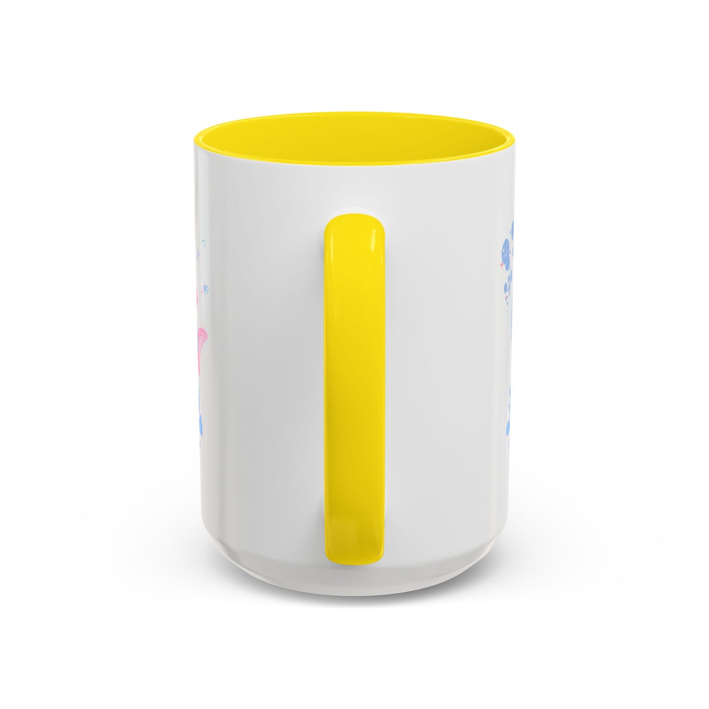 Cute cartoon fish with pink fins and bubble Coffee Mug