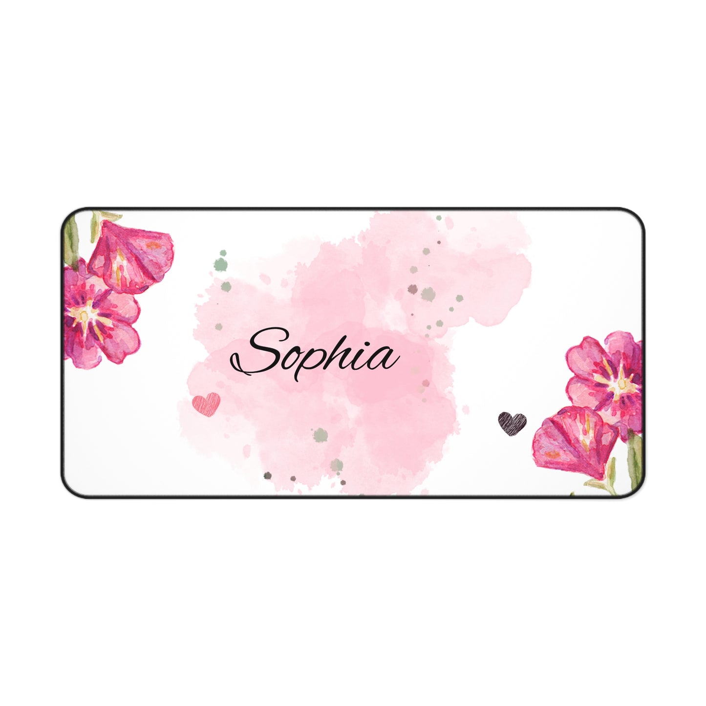 Personalized Floral Desk Mat - Custom Name Mouse Pad, Office Decor, Gift for Her, Stylish Workspace, Desk Accessories