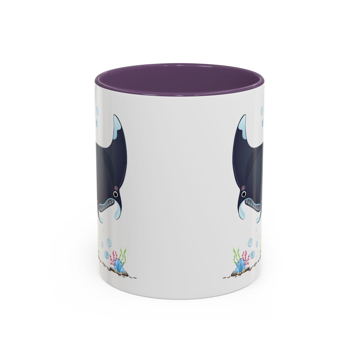 Manta ray with bubbles and coral reef Coffee Mug