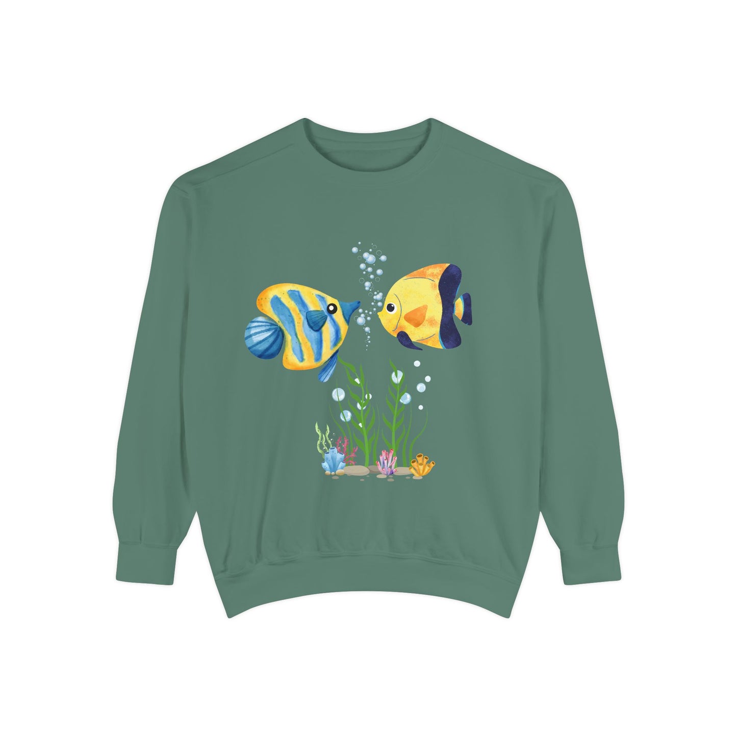Two fish greet in underwater Unisex Garment-Dyed Sweatshirt