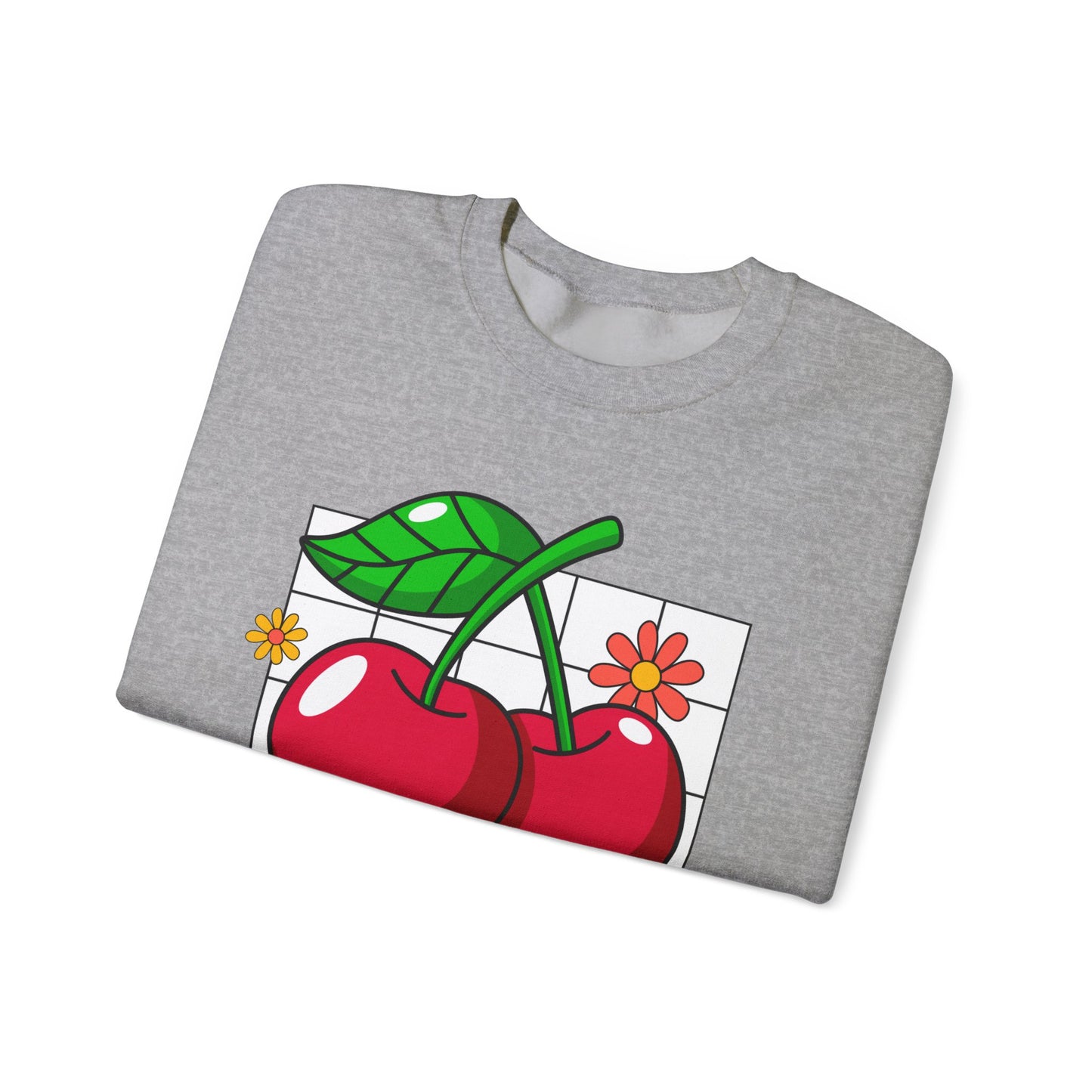 Cherry Yum Graphic Crewneck Sweatshirt | Cozy Unisex Sweater for Casual Wear, Gifts, Summer Vibes, Trendy Fashion, Foodie Apparel