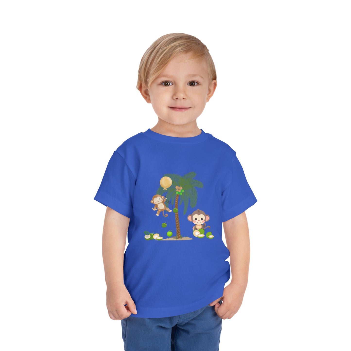 Cute Monkey Tropical Toddler Tee, Perfect for Summer Play, Birthday Gift, Beach Days, Jungle Themes, Toddler Clothing