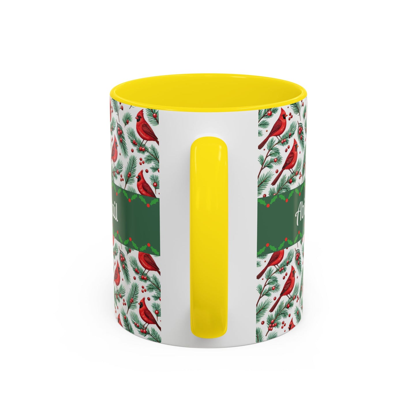 Personalized Holiday Coffee Mug, Festive Cardinal Mug, Custom Name Mug, Christmas Gift, Winter Decor, Drinkware