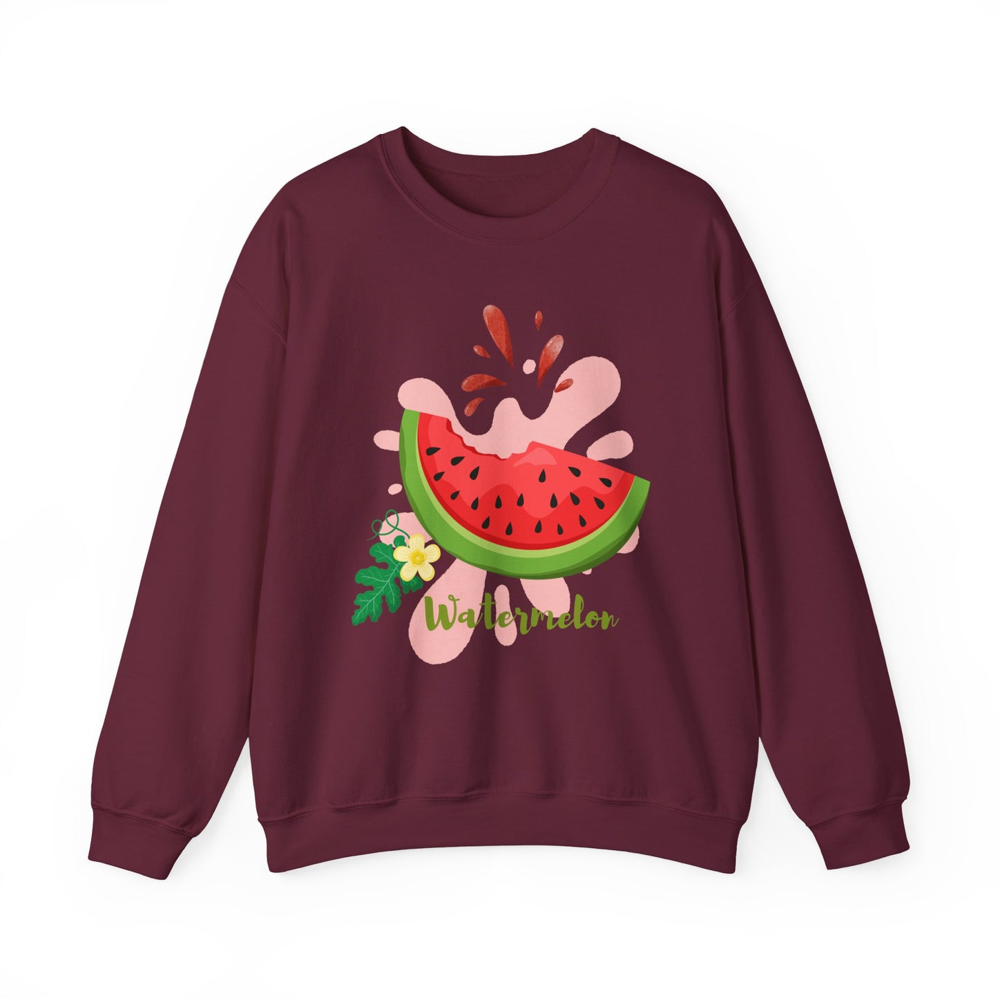 Watermelon Splash Unisex Crewneck Sweatshirt, Summer Vibes Sweatshirt, Cute Fruit Apparel, Gift for Friends, Cute Trendy Sweatshirt
