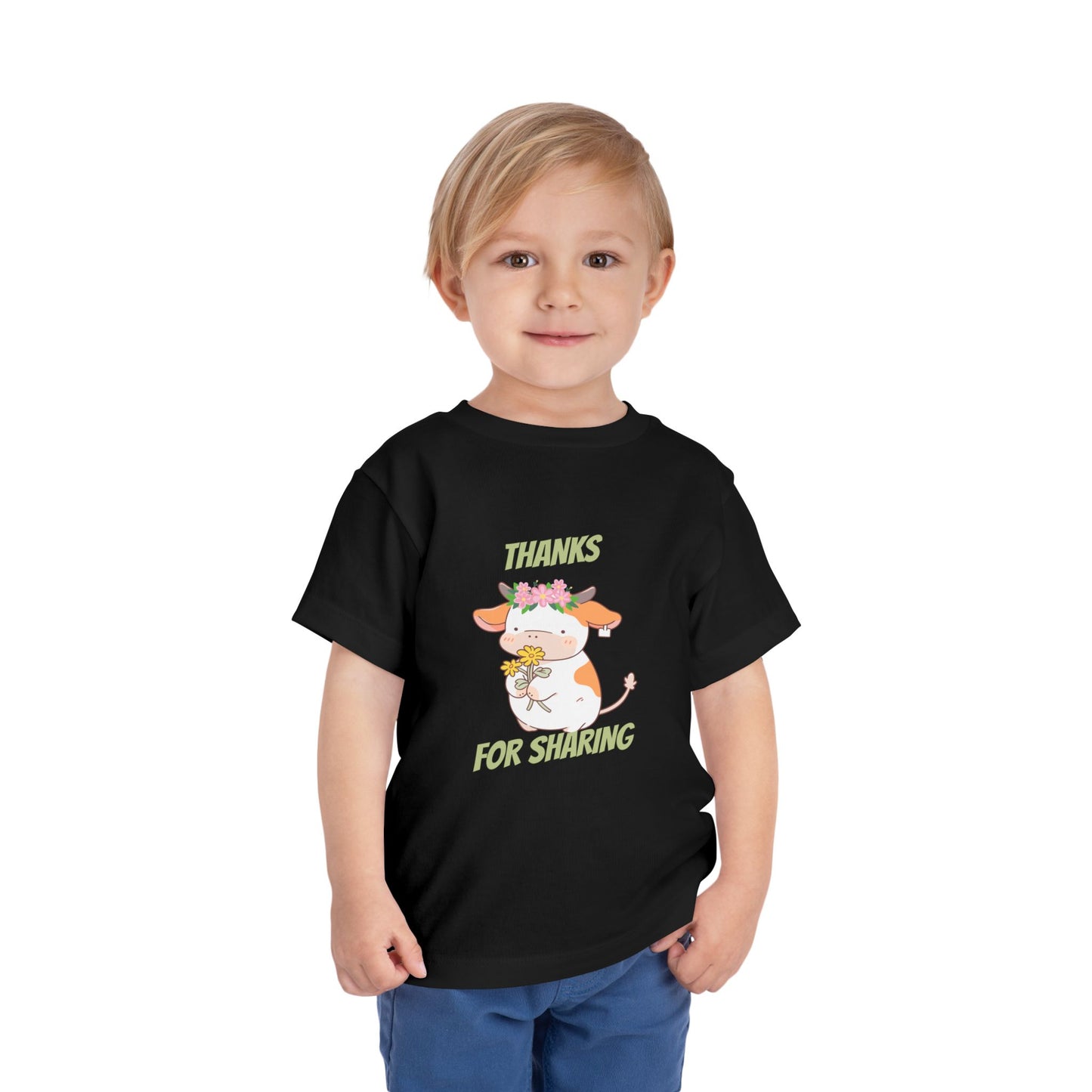 Cute Toddler Tee with Cow Design, Perfect Gift for Kids, Playdate Apparel, Kid's Birthday Gift, Thank You for Sharing T-Shirt