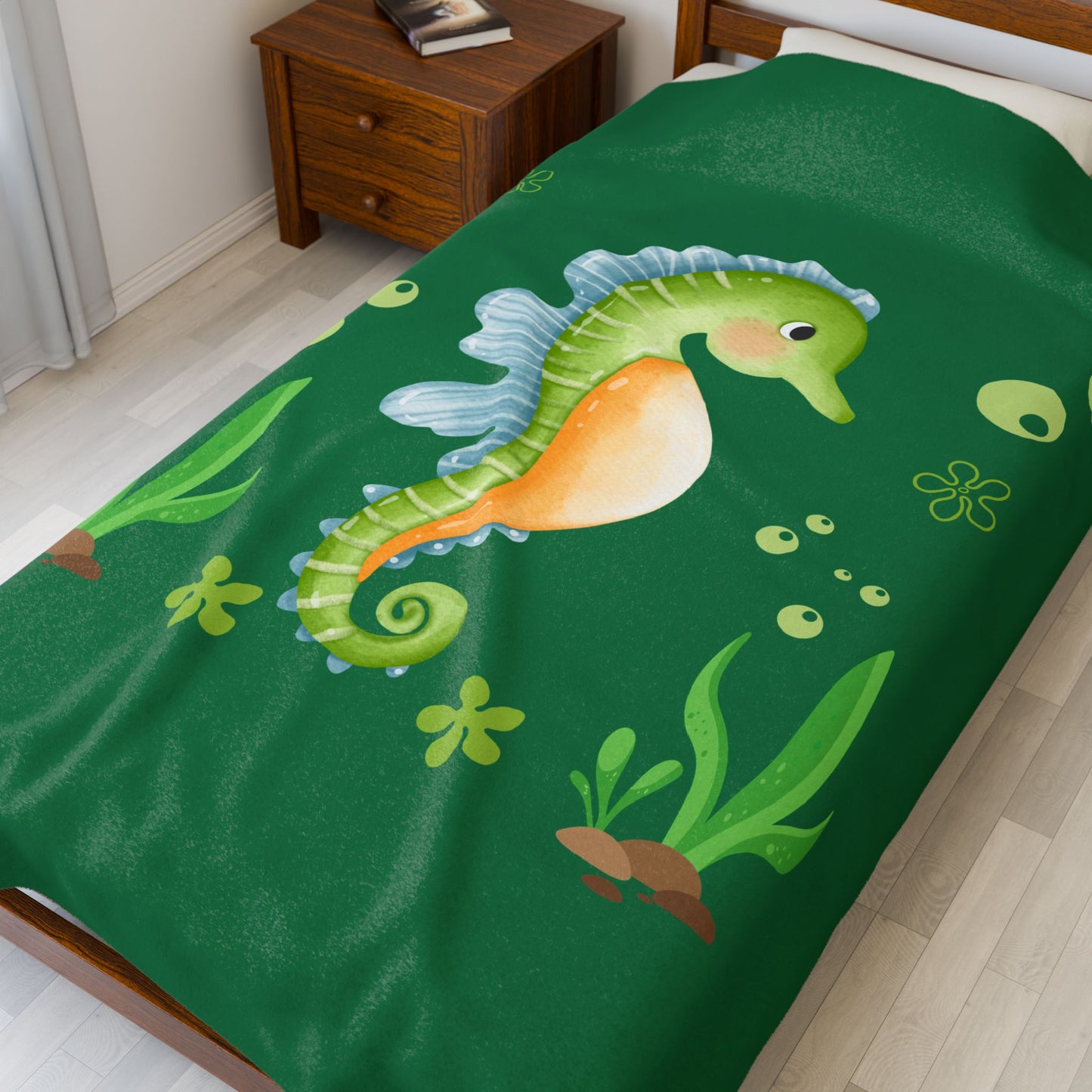 Seahorse with a focus on the natural world Velveteen Plush Blanket