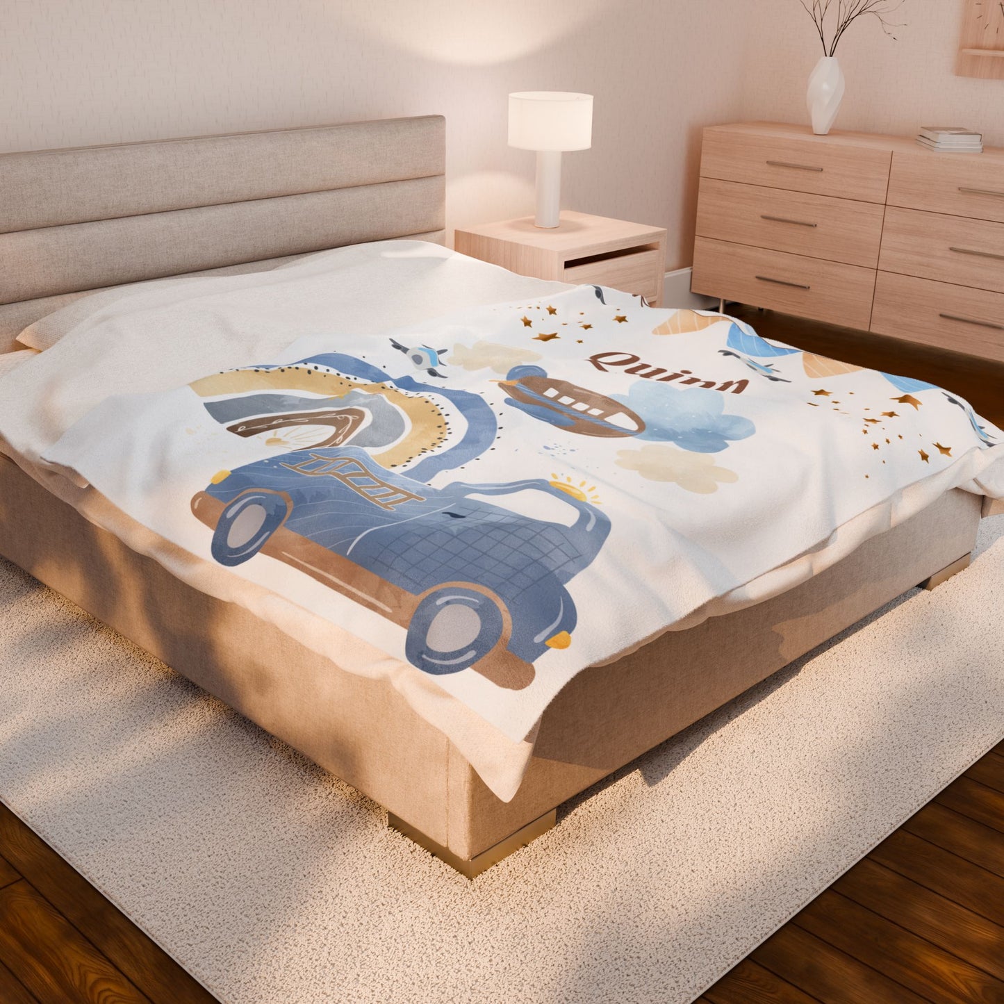 Personalized Velveteen Plush Blanket for Kids, Cozy Baby Blanket, Soft Nursery Throw, Custom Name Gift, Ideal for Baby Showers