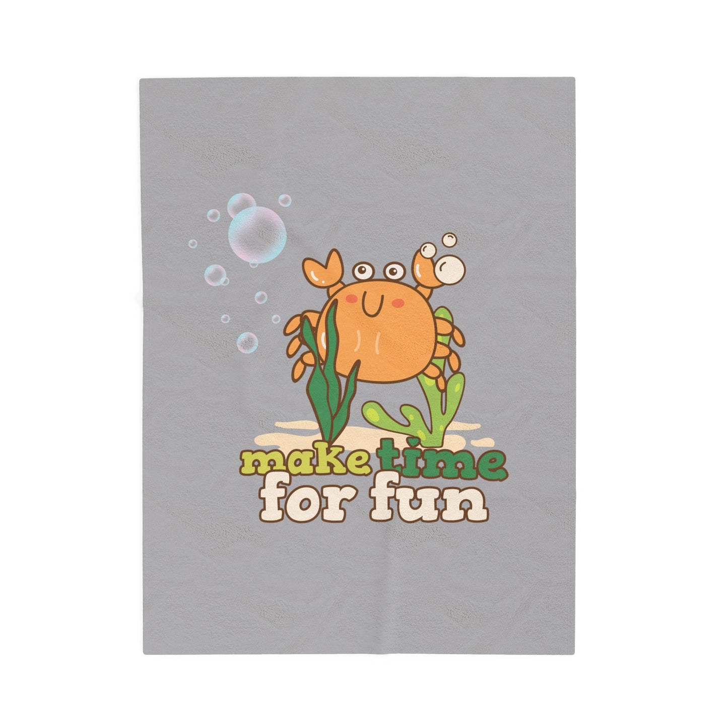Cartoon crab lllusstration promoting joy and playfulness Velveteen Plush Blanket