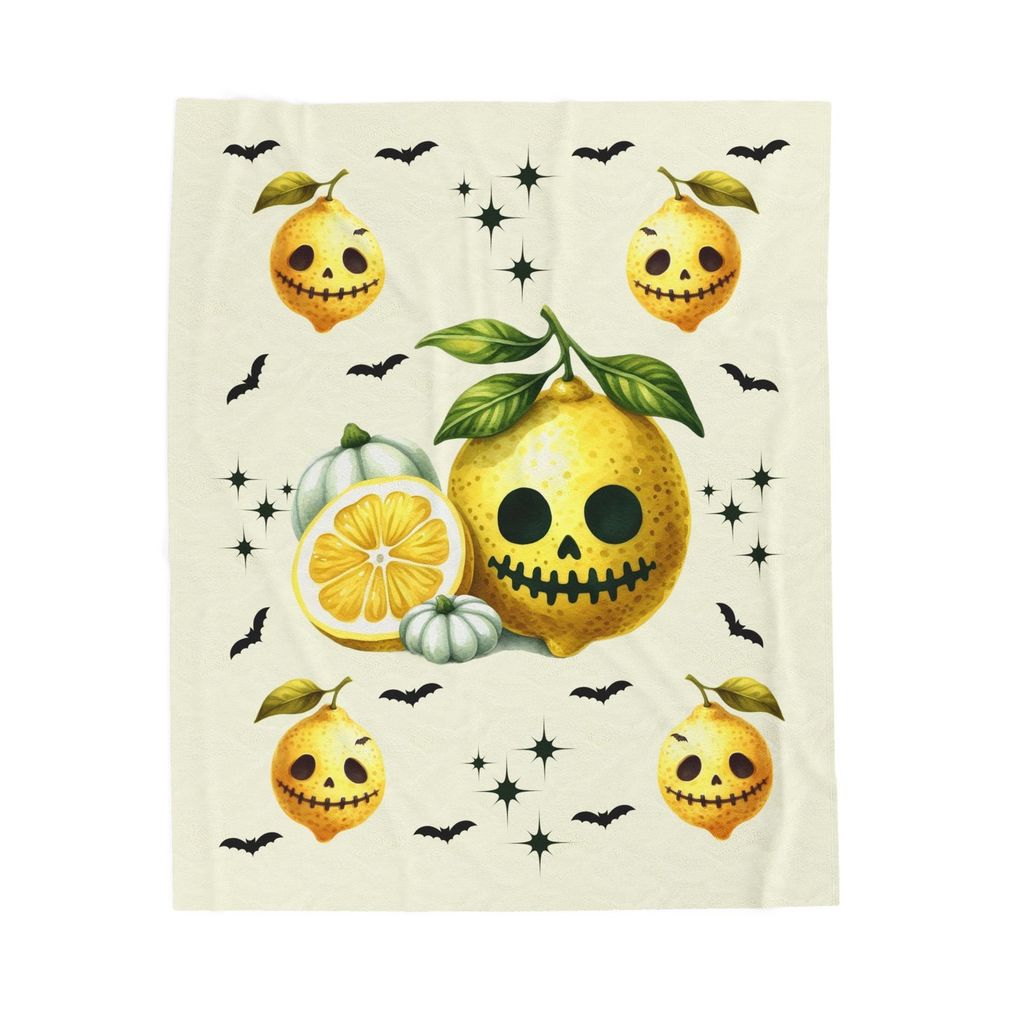 Spooky Citrus Halloween Blanket, Cozy Velvet Throw, Seasonal Home Decor, Unique Gift for Fall, Halloween Nights