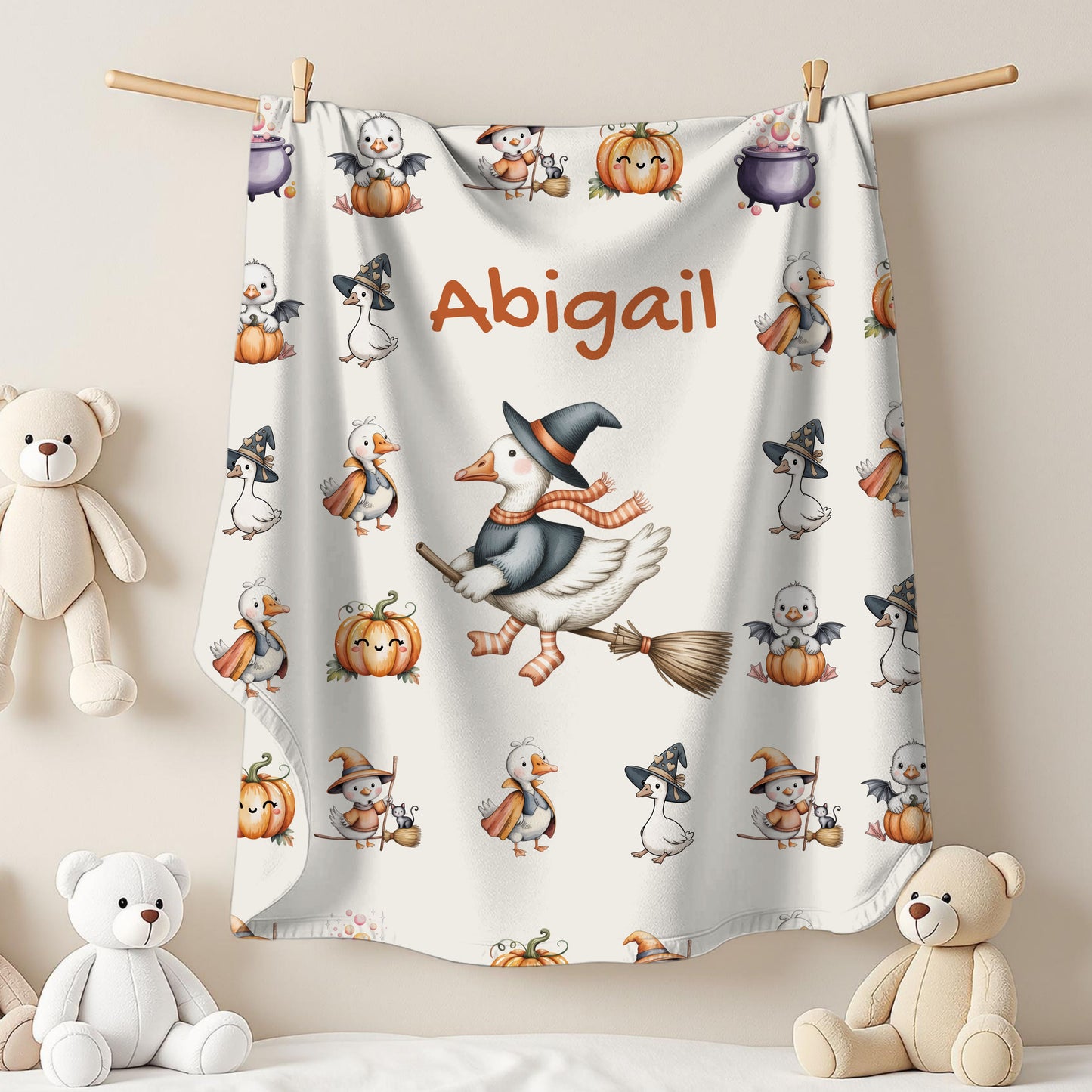 Personalized Halloween Velveteen Plush Blanket, Cozy Throw for Kids, Fall Decor, Family Gift, Spooky Sleepovers, Custom Name Blanket