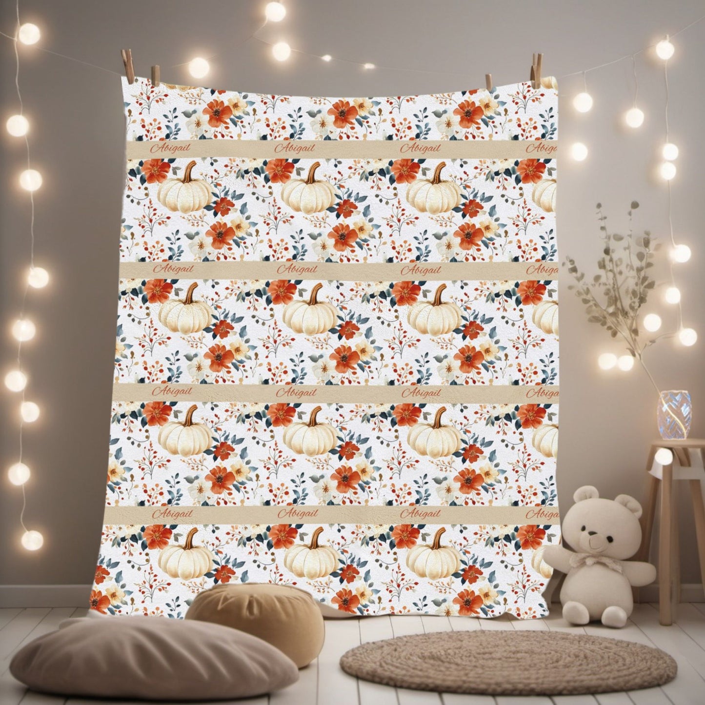 Floral Velveteen Plush Blanket - Cozy Decorative Throw for Home, Fall Decor, Gift Idea, Nursery, and Relaxation