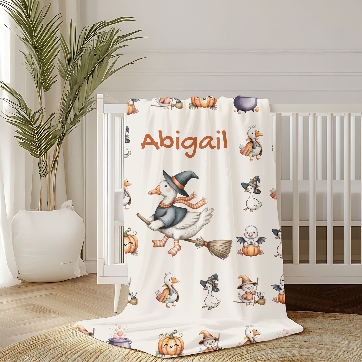 Personalized Halloween Velveteen Plush Blanket, Cozy Throw for Kids, Fall Decor, Family Gift, Spooky Sleepovers, Custom Name Blanket