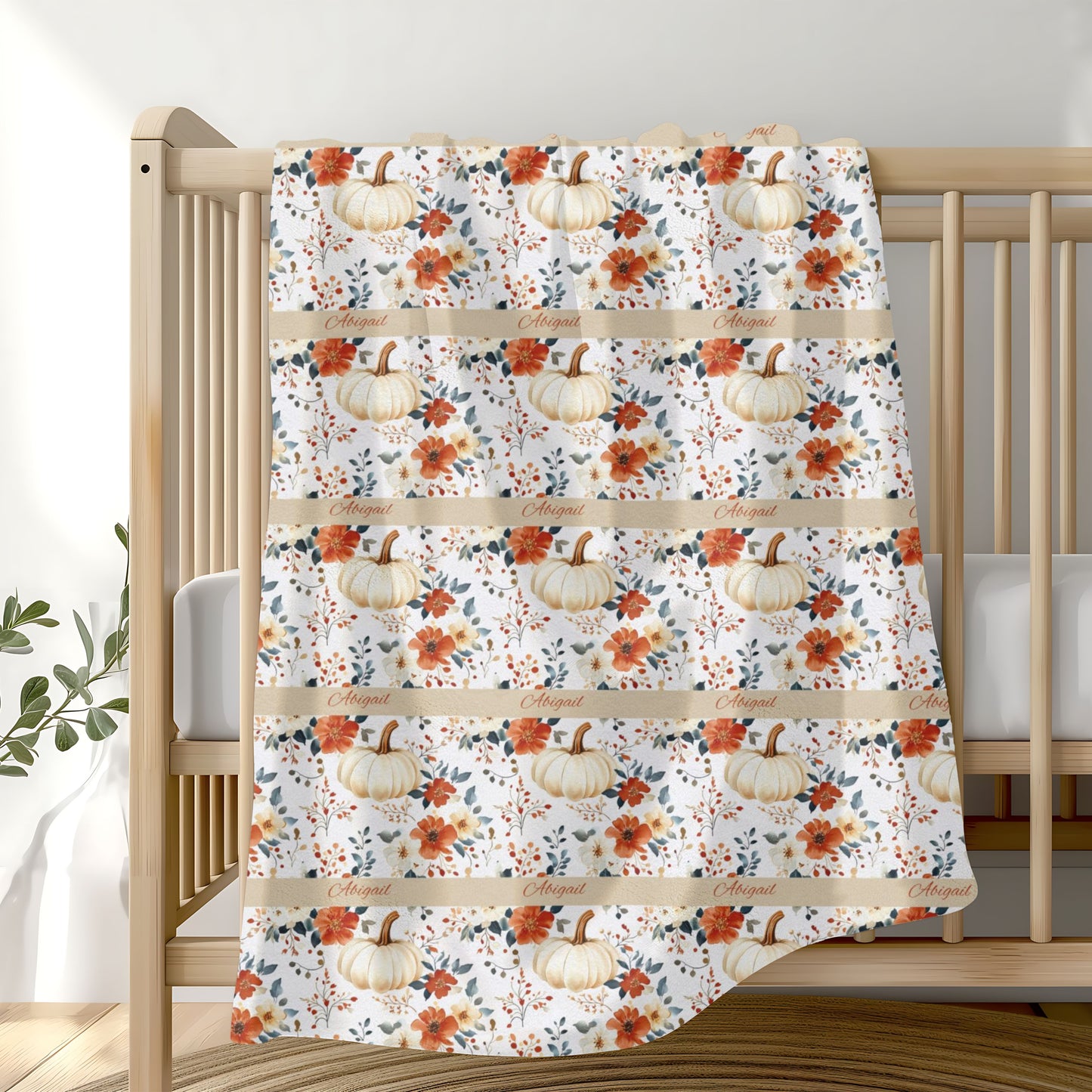 Floral Velveteen Plush Blanket - Cozy Decorative Throw for Home, Fall Decor, Gift Idea, Nursery, and Relaxation