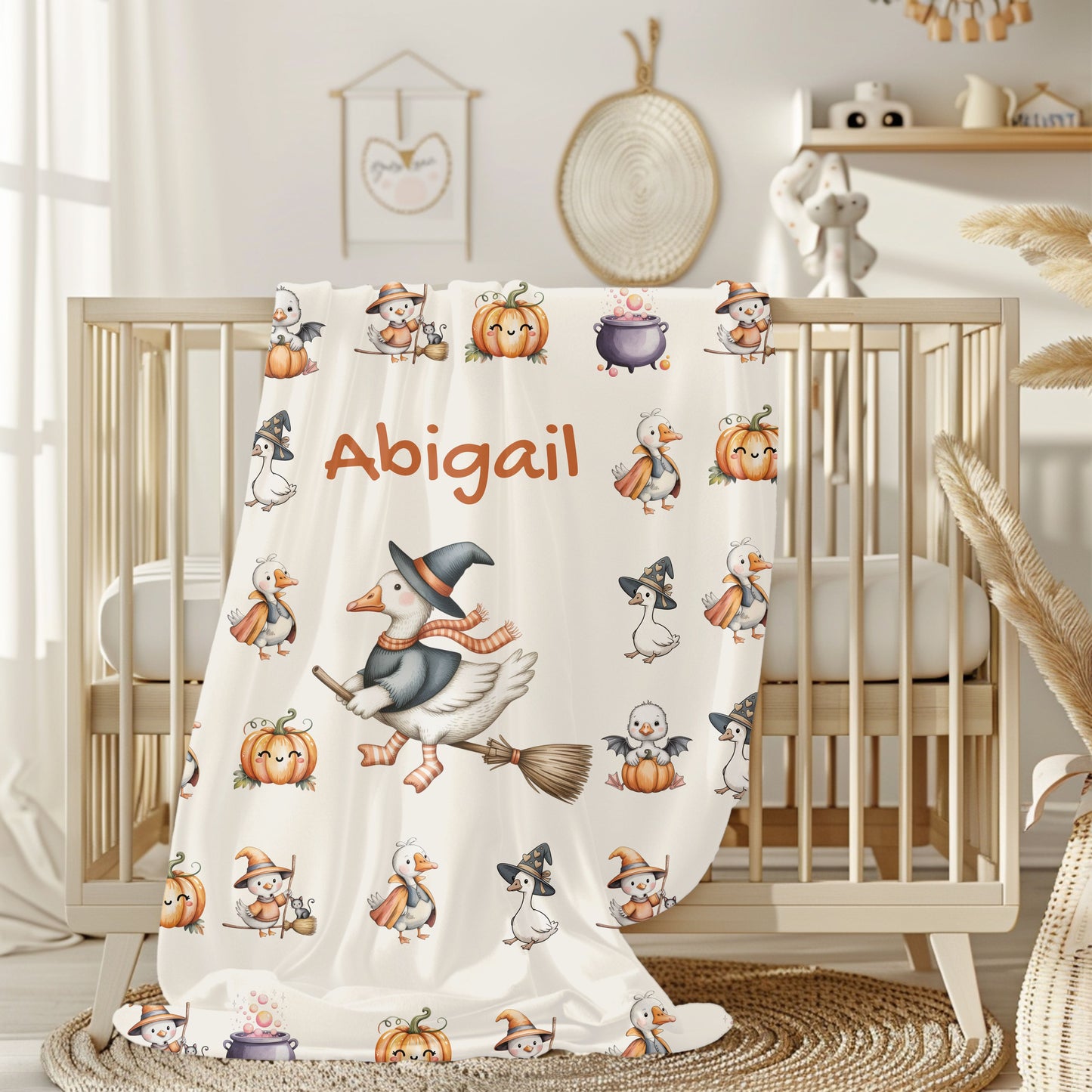 Personalized Halloween Velveteen Plush Blanket, Cozy Throw for Kids, Fall Decor, Family Gift, Spooky Sleepovers, Custom Name Blanket
