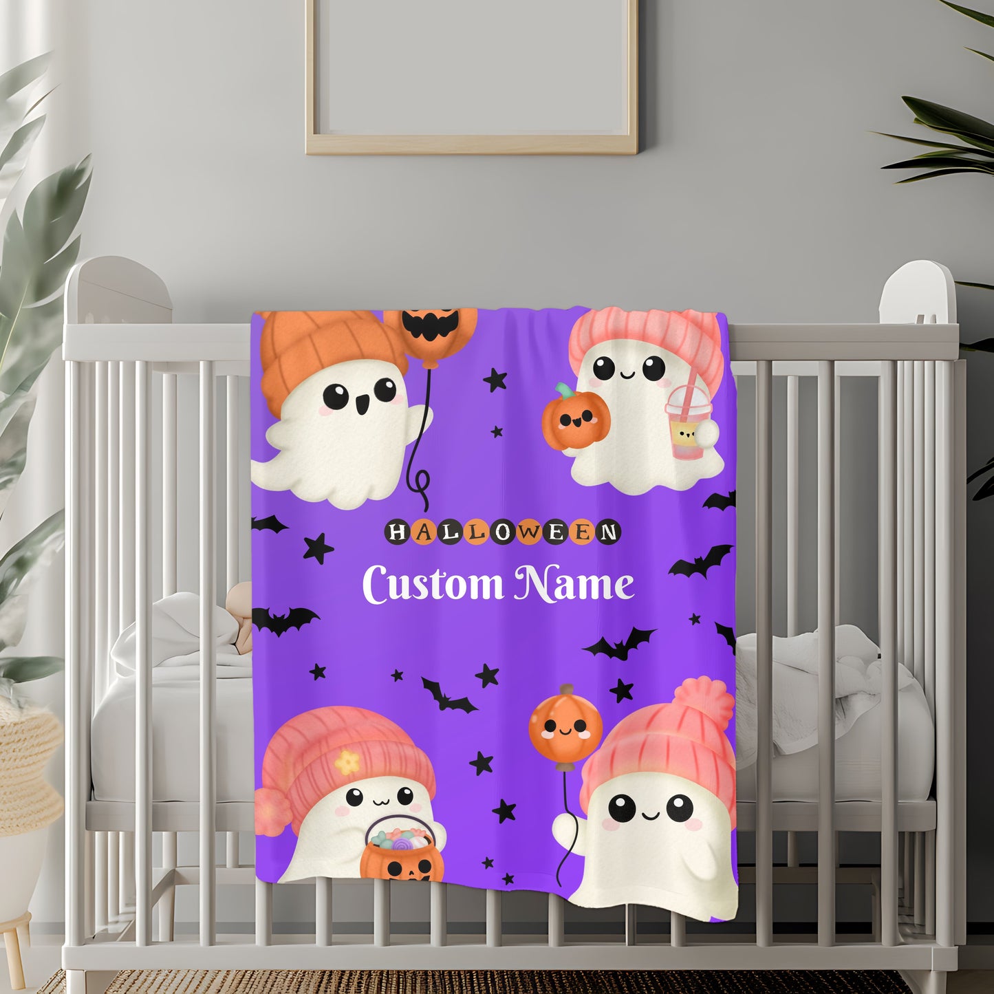 Halloween Ghost Plush Blanket | Cozy Home Decor for Fall, Kids' Room, Spooky Season, Gift Idea, Cute Throw