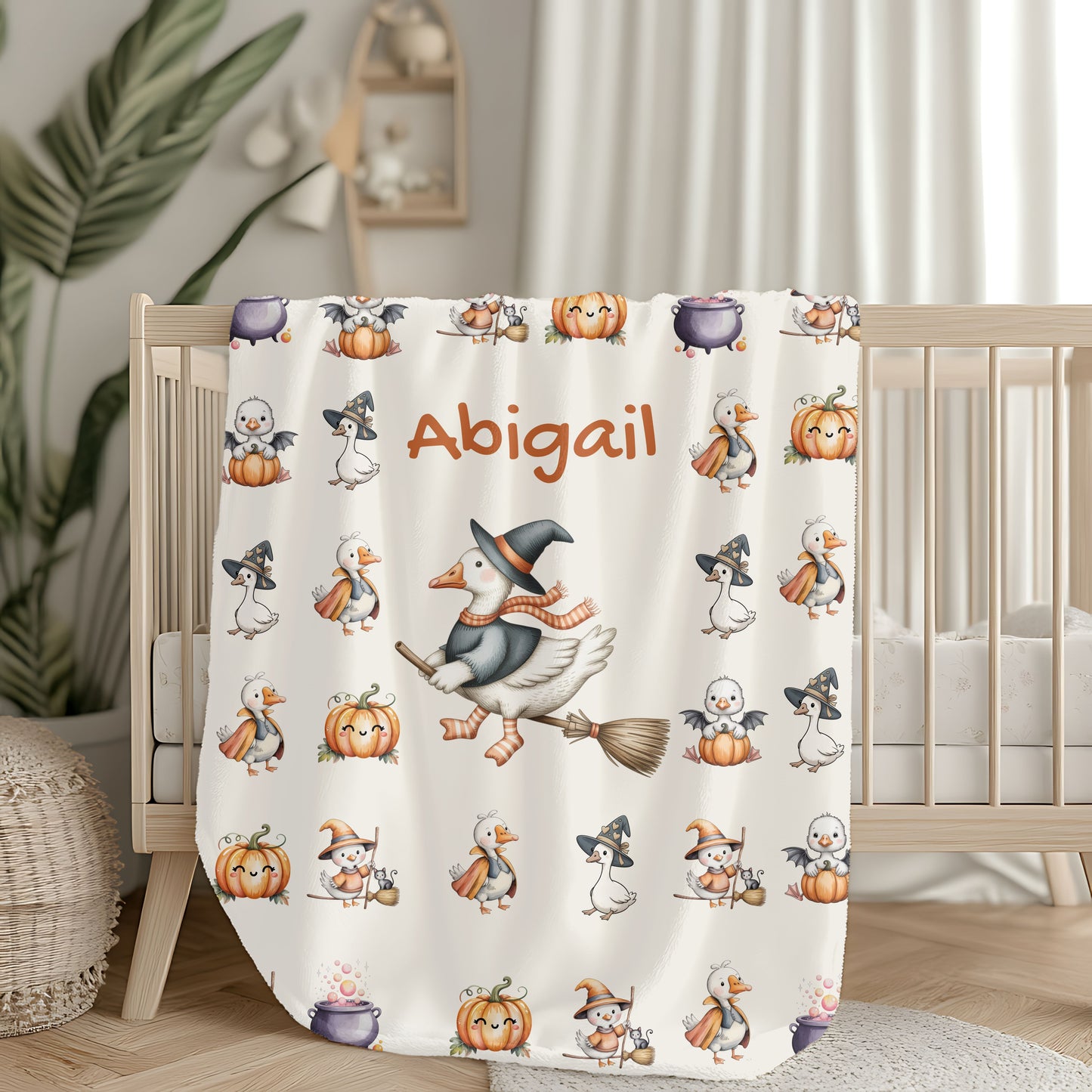 Personalized Halloween Velveteen Plush Blanket, Cozy Throw for Kids, Fall Decor, Family Gift, Spooky Sleepovers, Custom Name Blanket