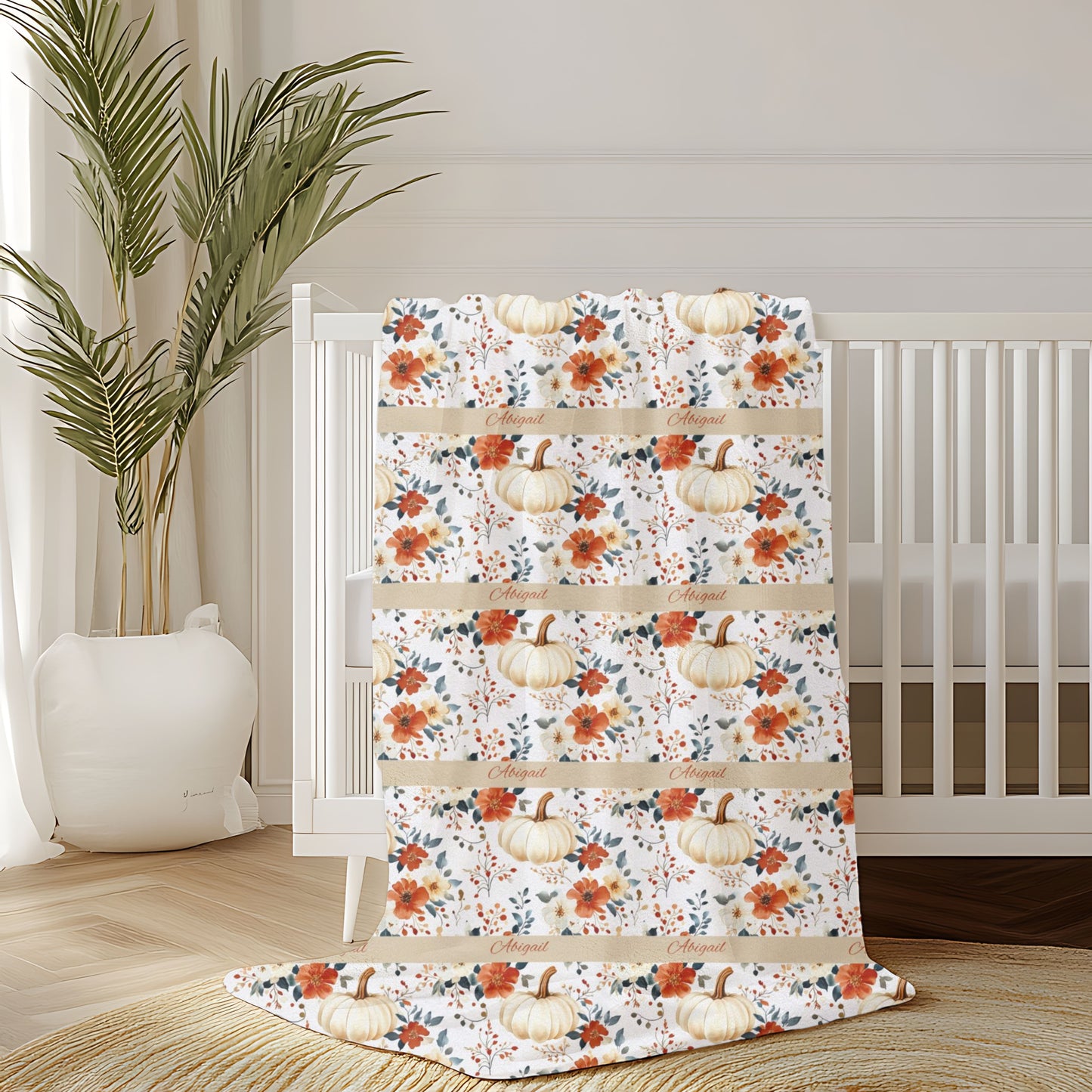Floral Velveteen Plush Blanket - Cozy Decorative Throw for Home, Fall Decor, Gift Idea, Nursery, and Relaxation