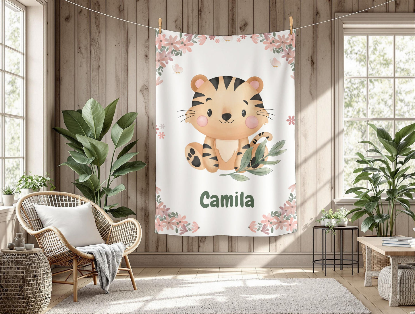 Velveteen Plush Blanket - Cute Tiger Design
